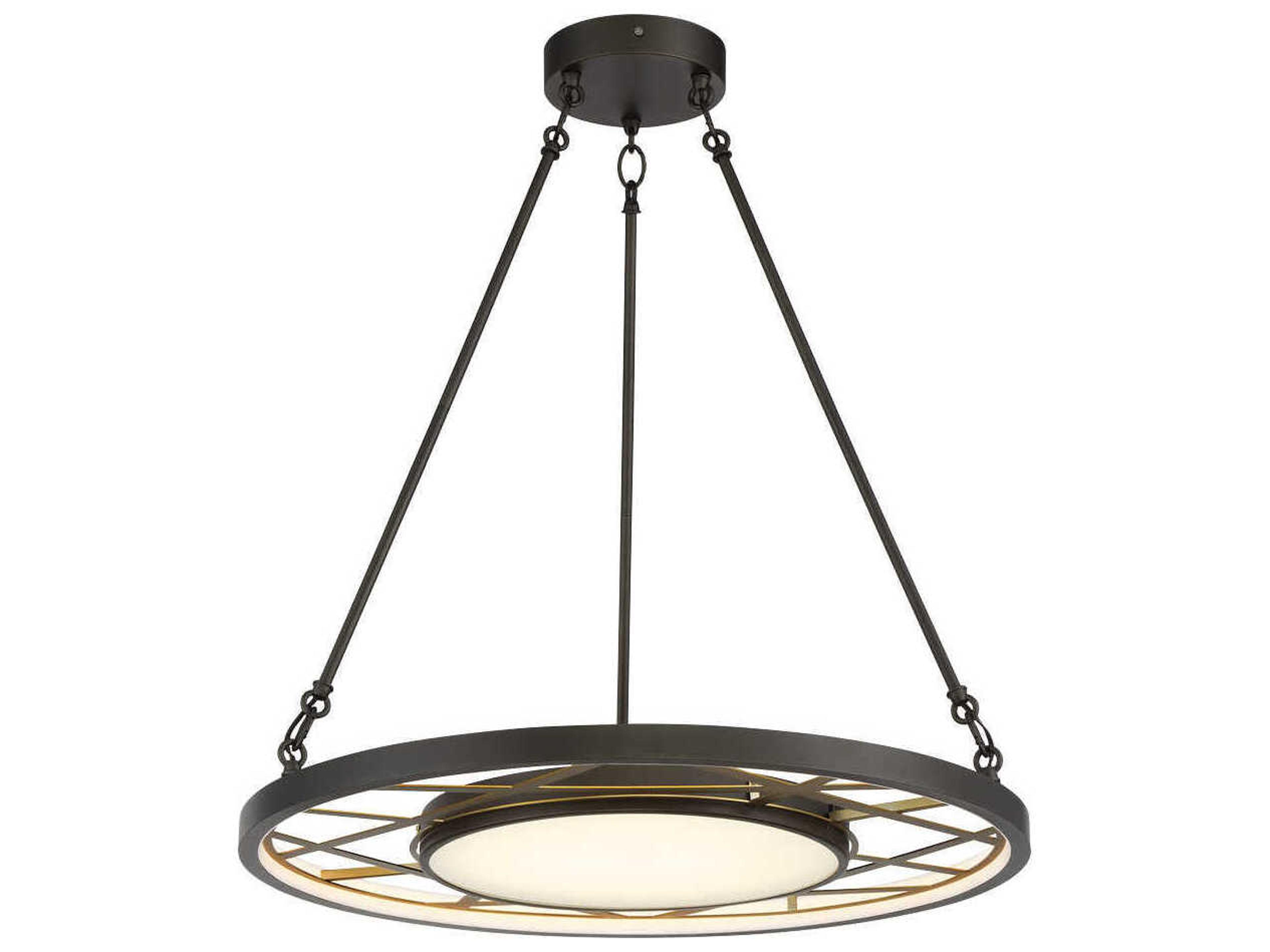 Metropolitan Tribeca 1-Light Smoked Iron Soft Brass Black LED Round Pendant
