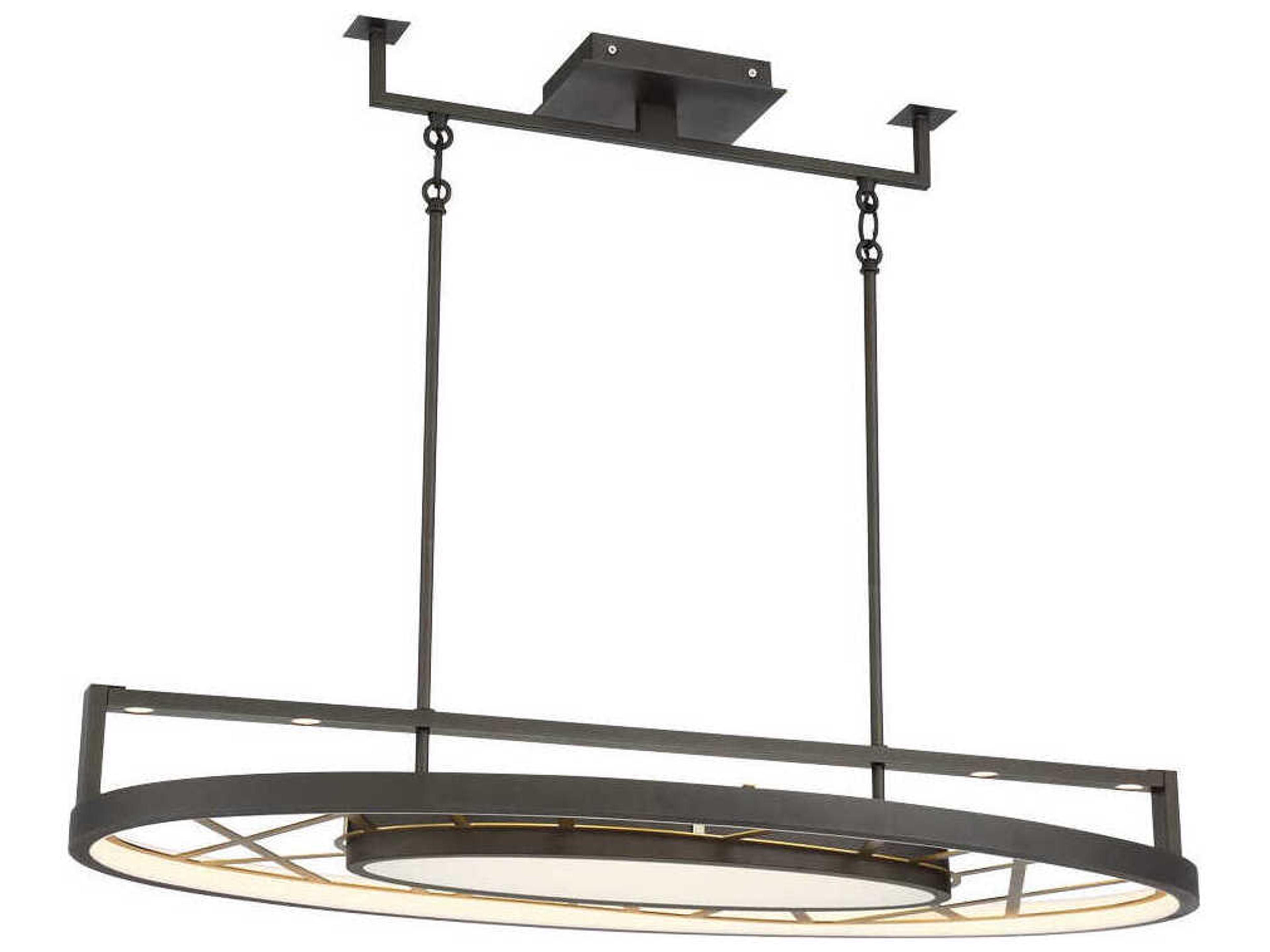 Metropolitan Tribeca 1-Light Smoked Iron Soft Brass Black LED Linear Island Pendant