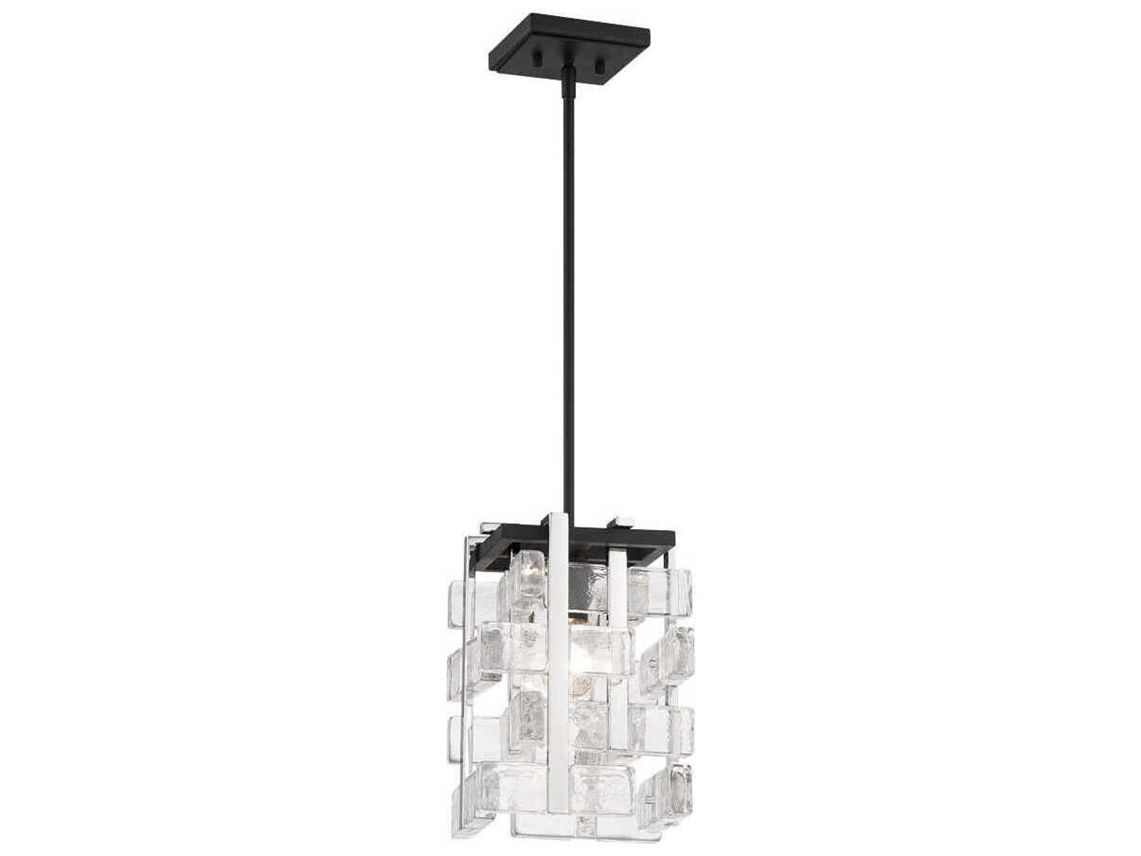 Metropolitan Painesdale 1-Light Sand Coal Polished Nickel Black Glass Mini Pendant