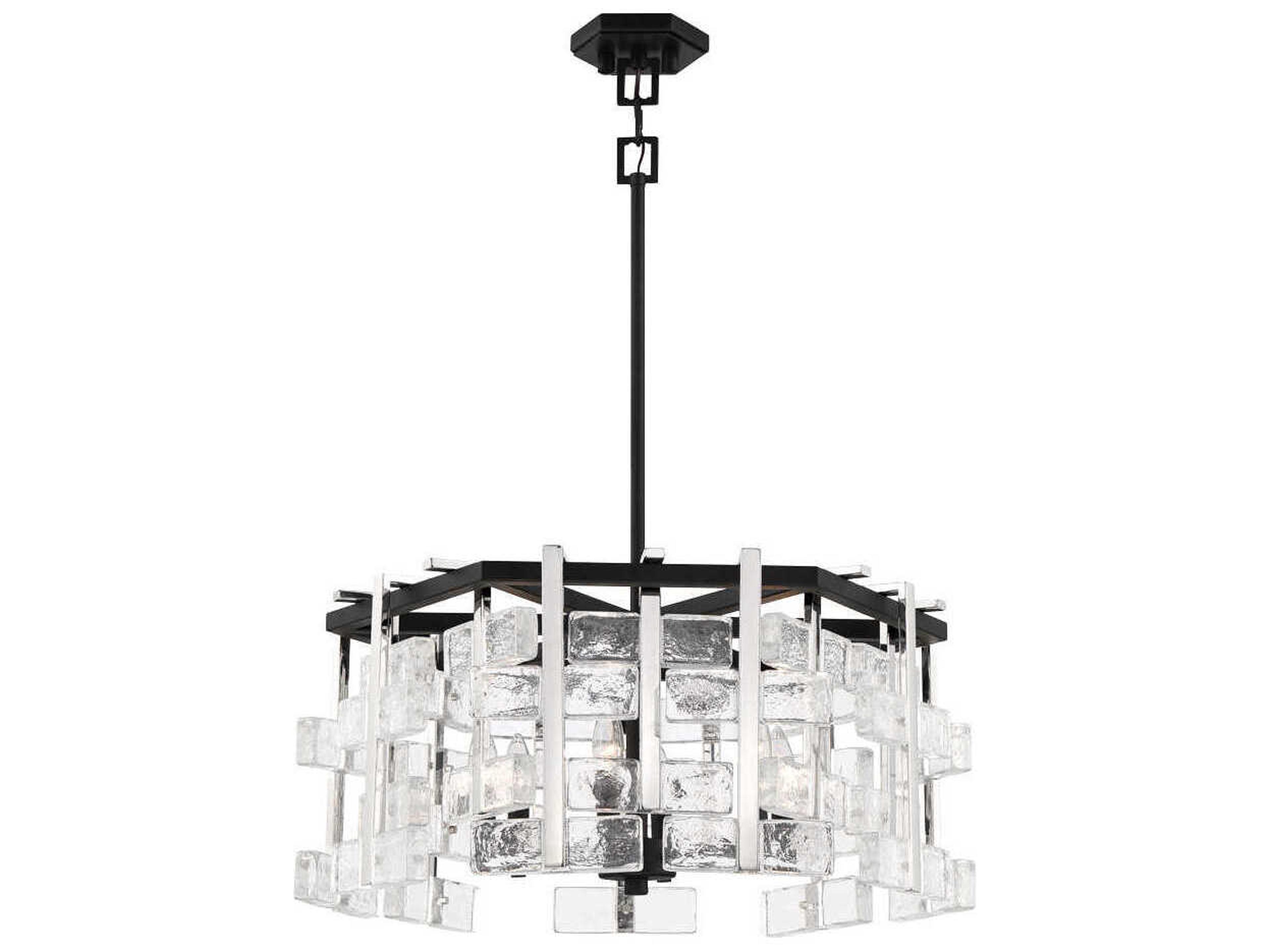 Metropolitan Painesdale 6-Light Sand Coal Polished Nickel Black Glass Candelabra Chandelier
