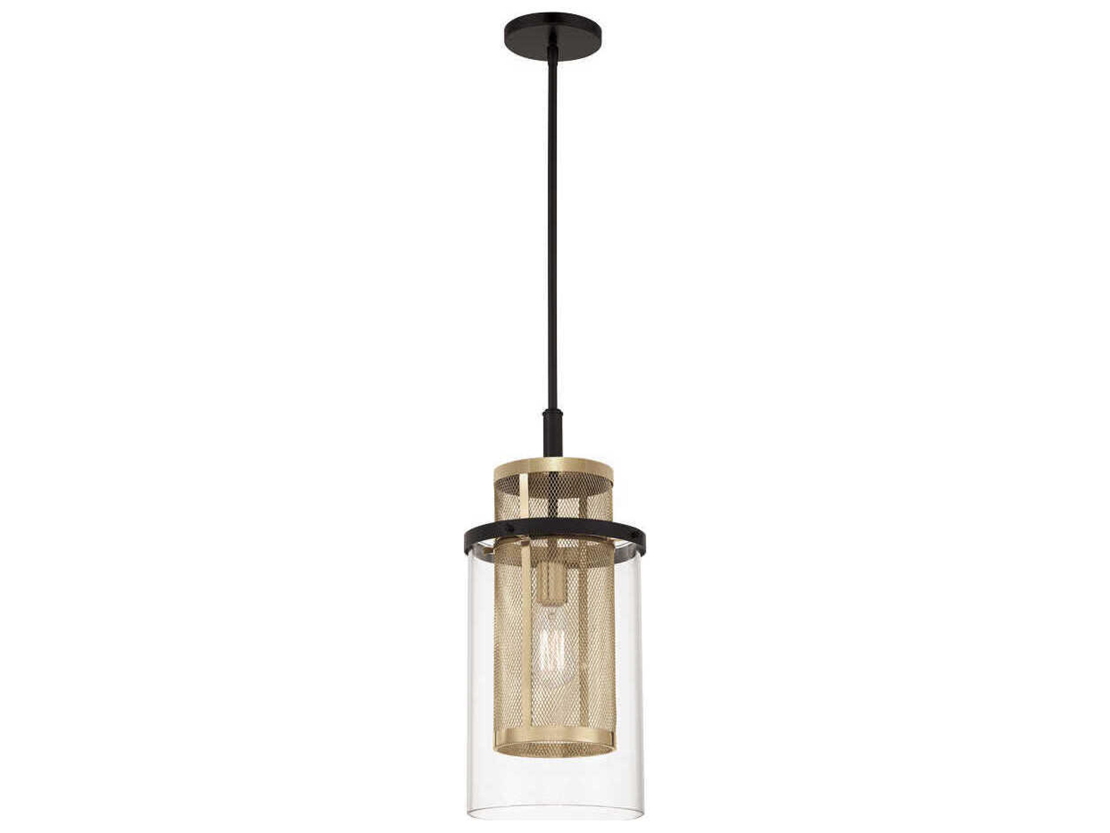 Metropolitan Soho 1-Light Coal Soft Brass Black Glass Cylinder Mini Pendant
