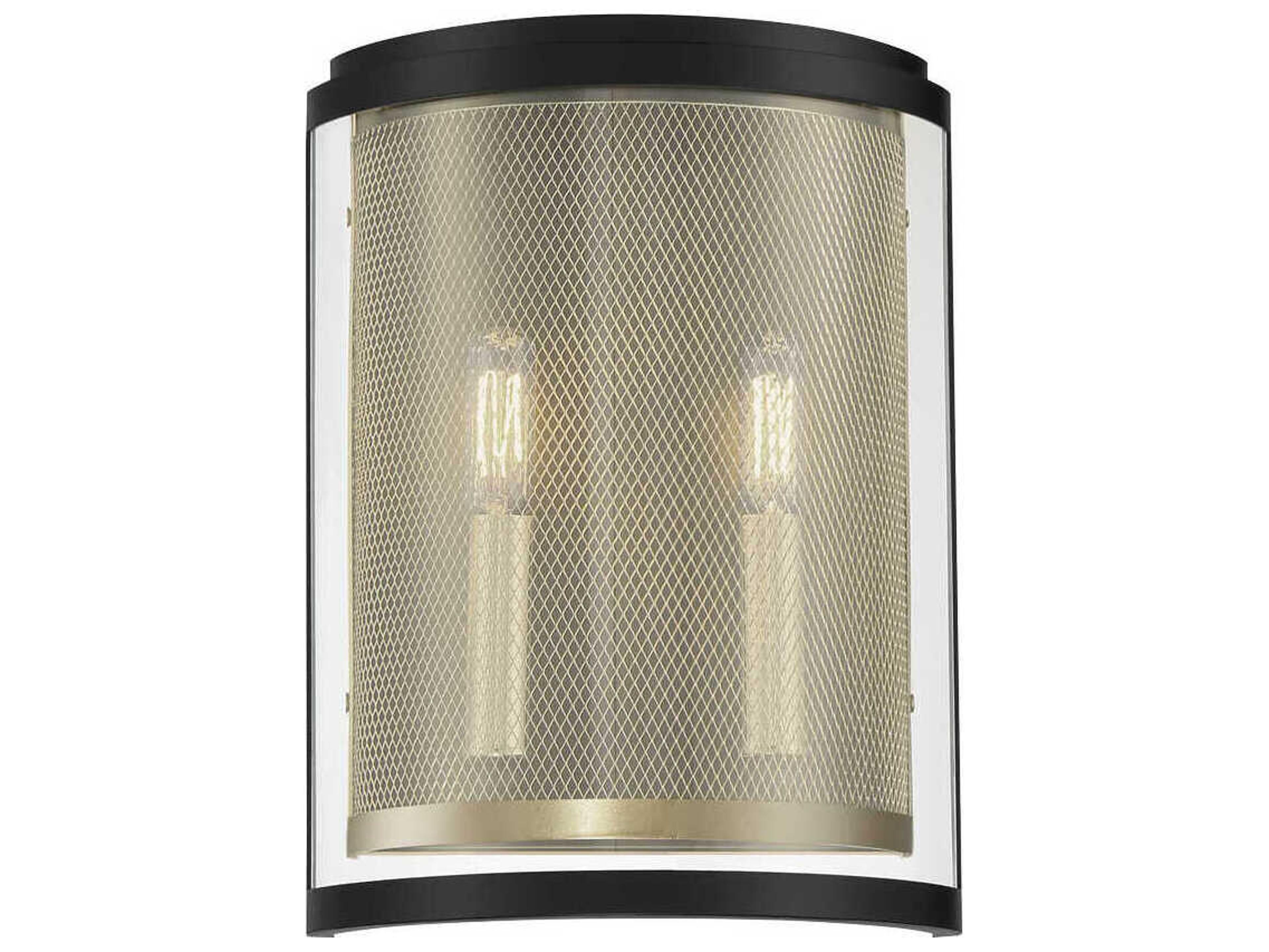 Metropolitan Soho 2-Light Coal Soft Brass Black Glass Wall Sconce