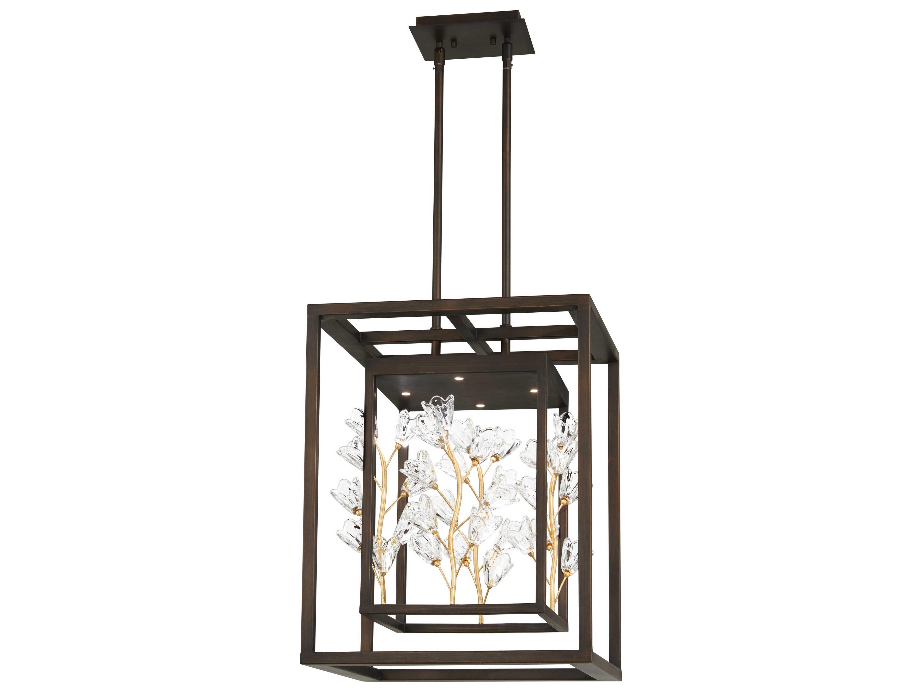 Metropolitan Maison Des Fleurs 4-Light Regal Bronze Empire Gold Glass LED Pendant