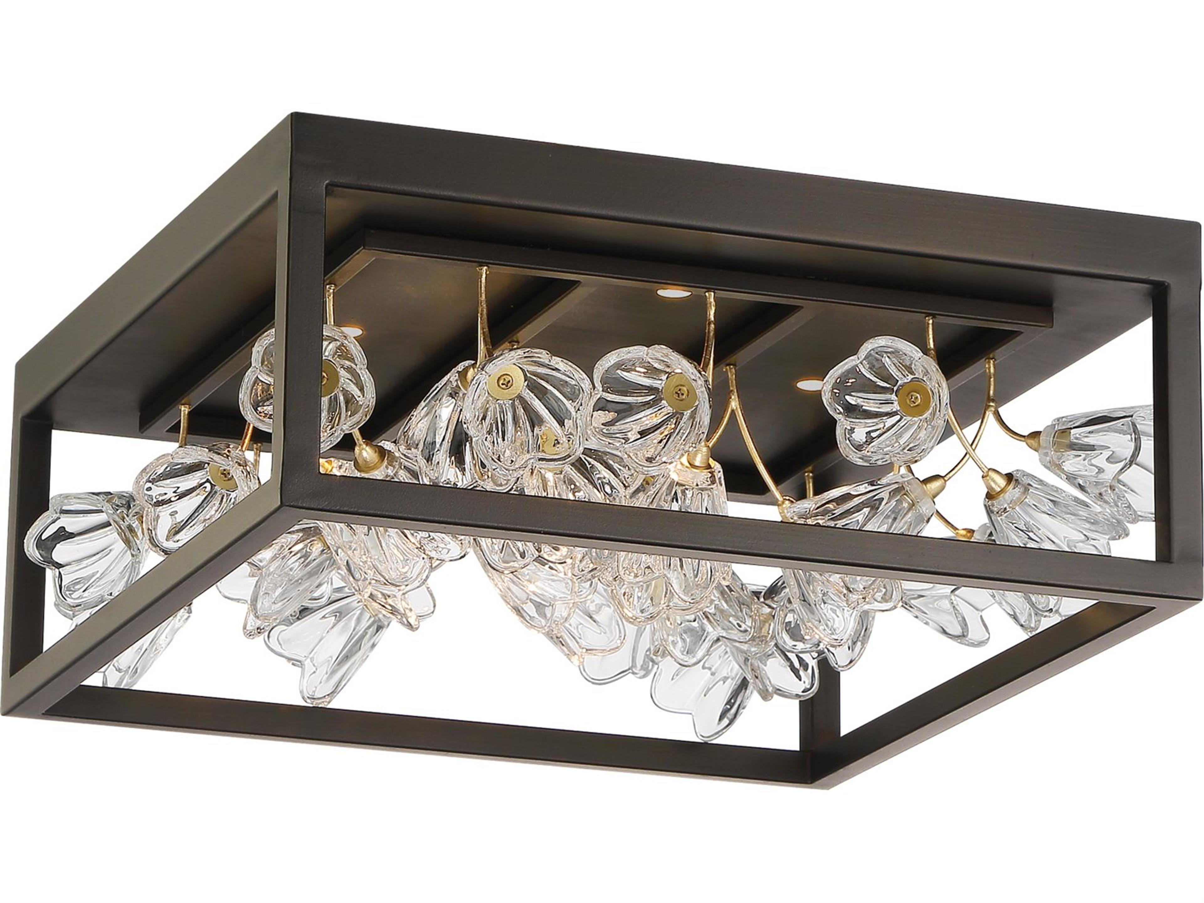 Metropolitan Maison Des Fleurs 4-Light Regal Bronze Empire Gold Glass LED Flush Mount