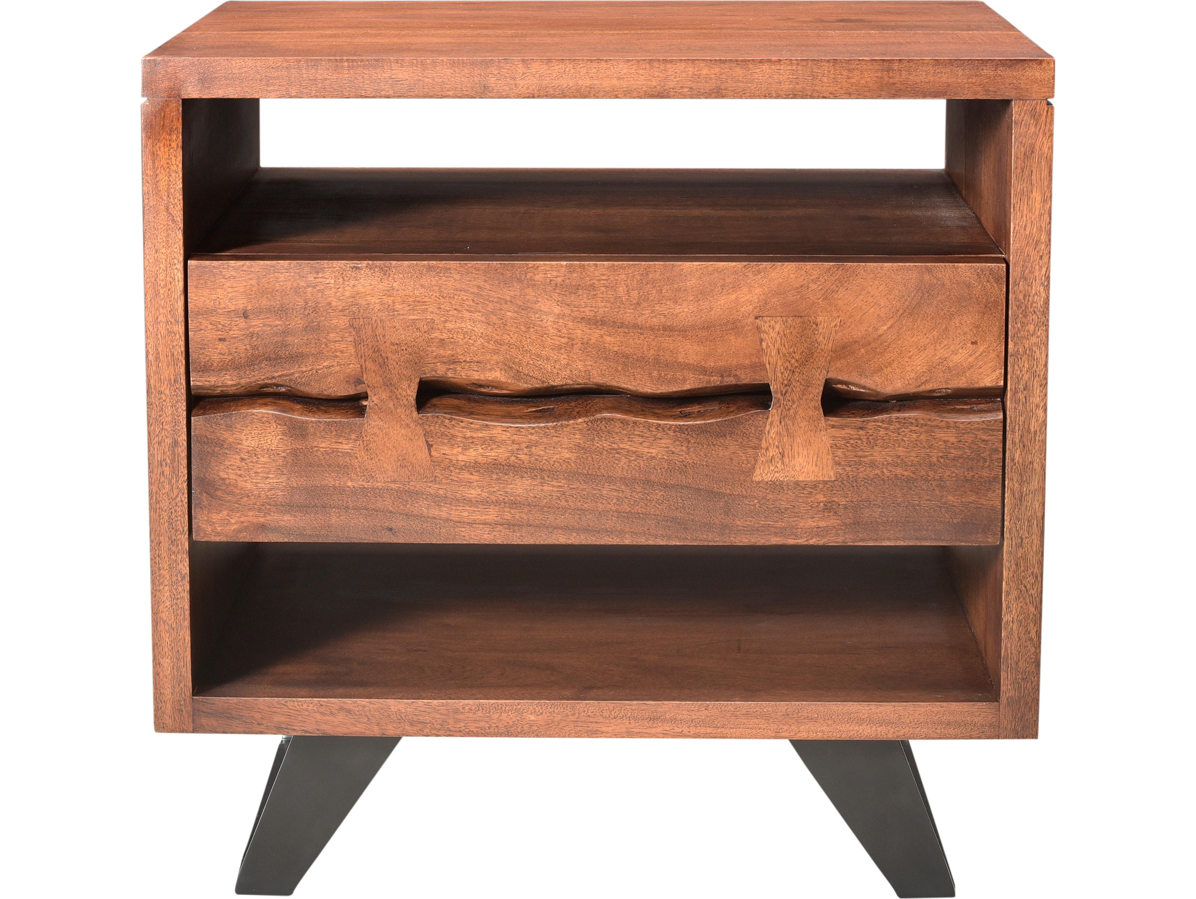 Madagascar 1-Drawer Acacia Wood Nightstand