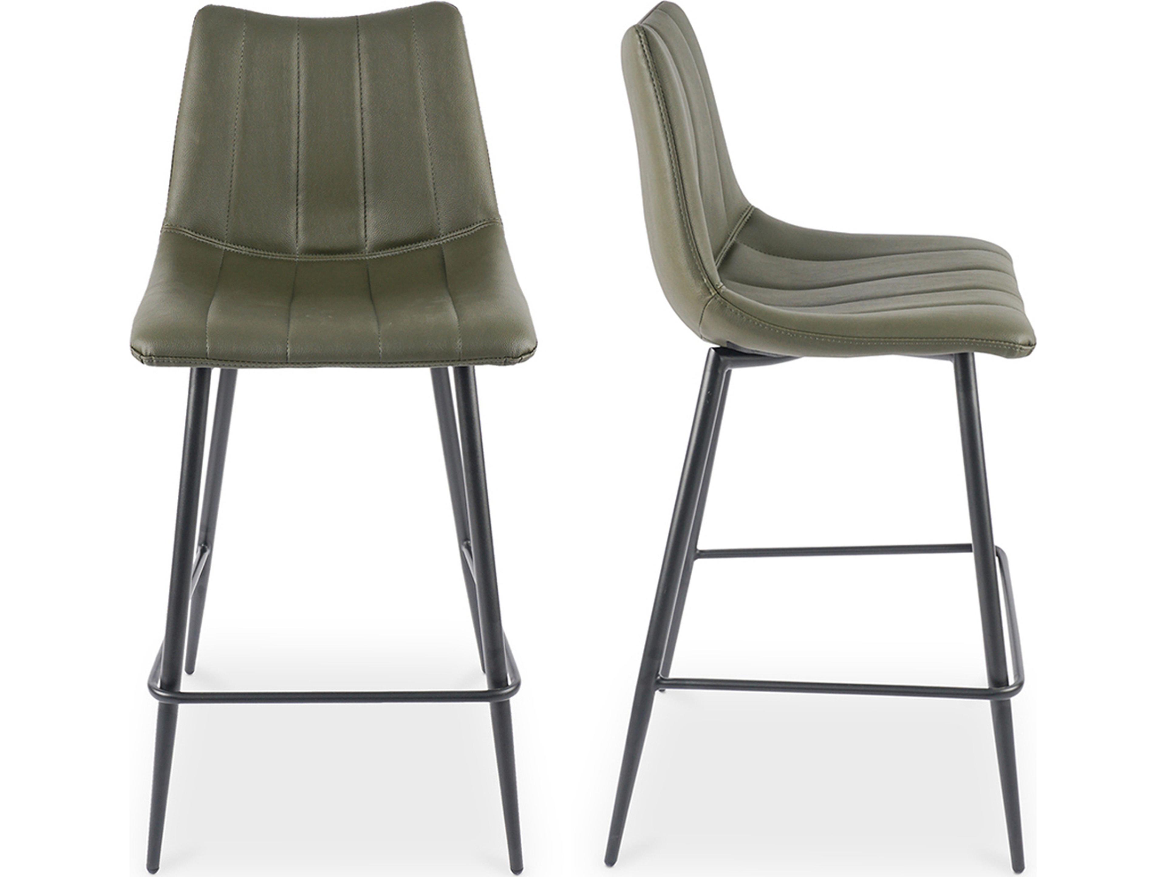 Alibi Leather Dark Grey Counter Stool - Set of Two