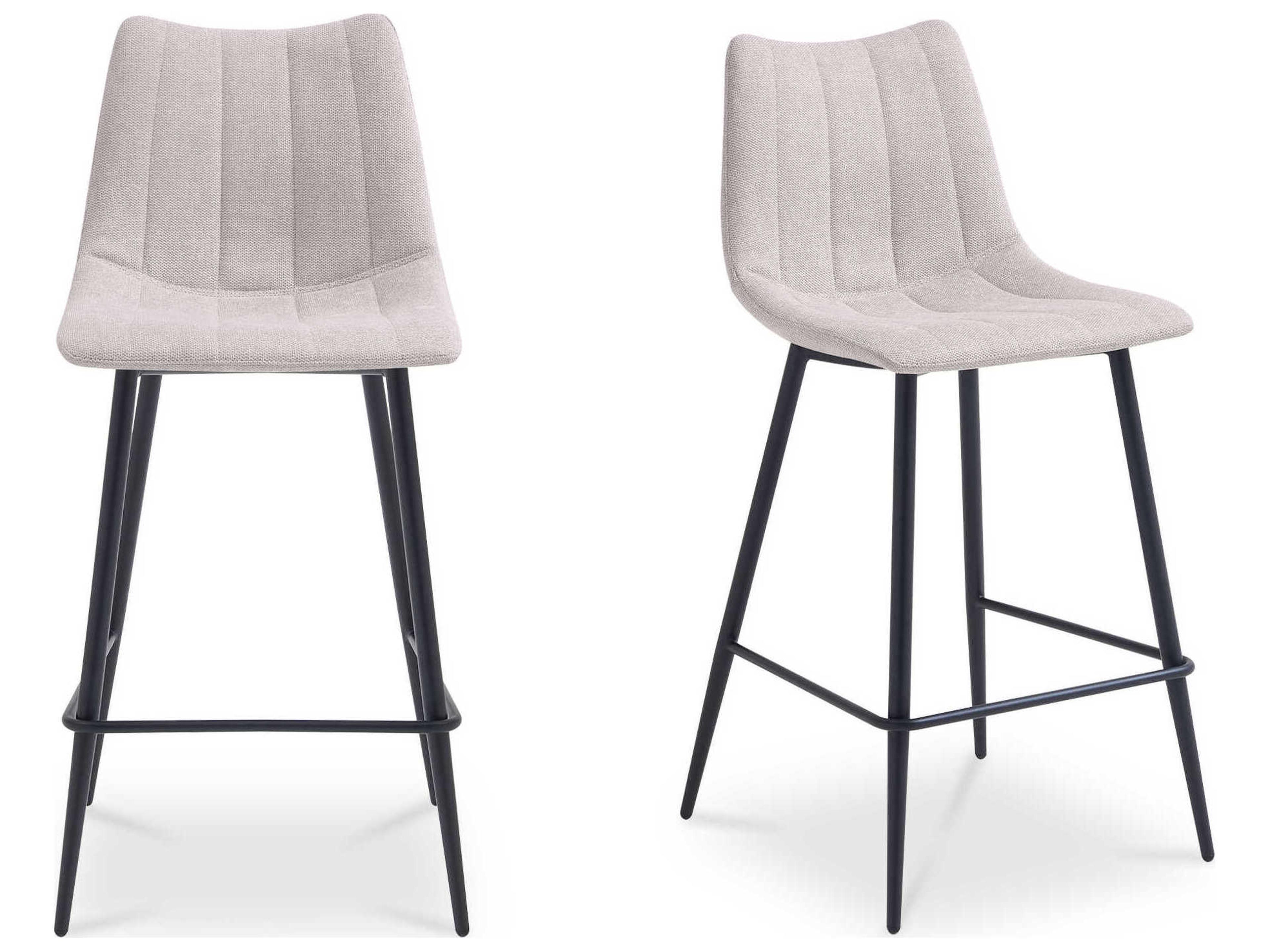 Moe's Home Alibi Beige Upholstered Plywood Counter Stool Set of 2