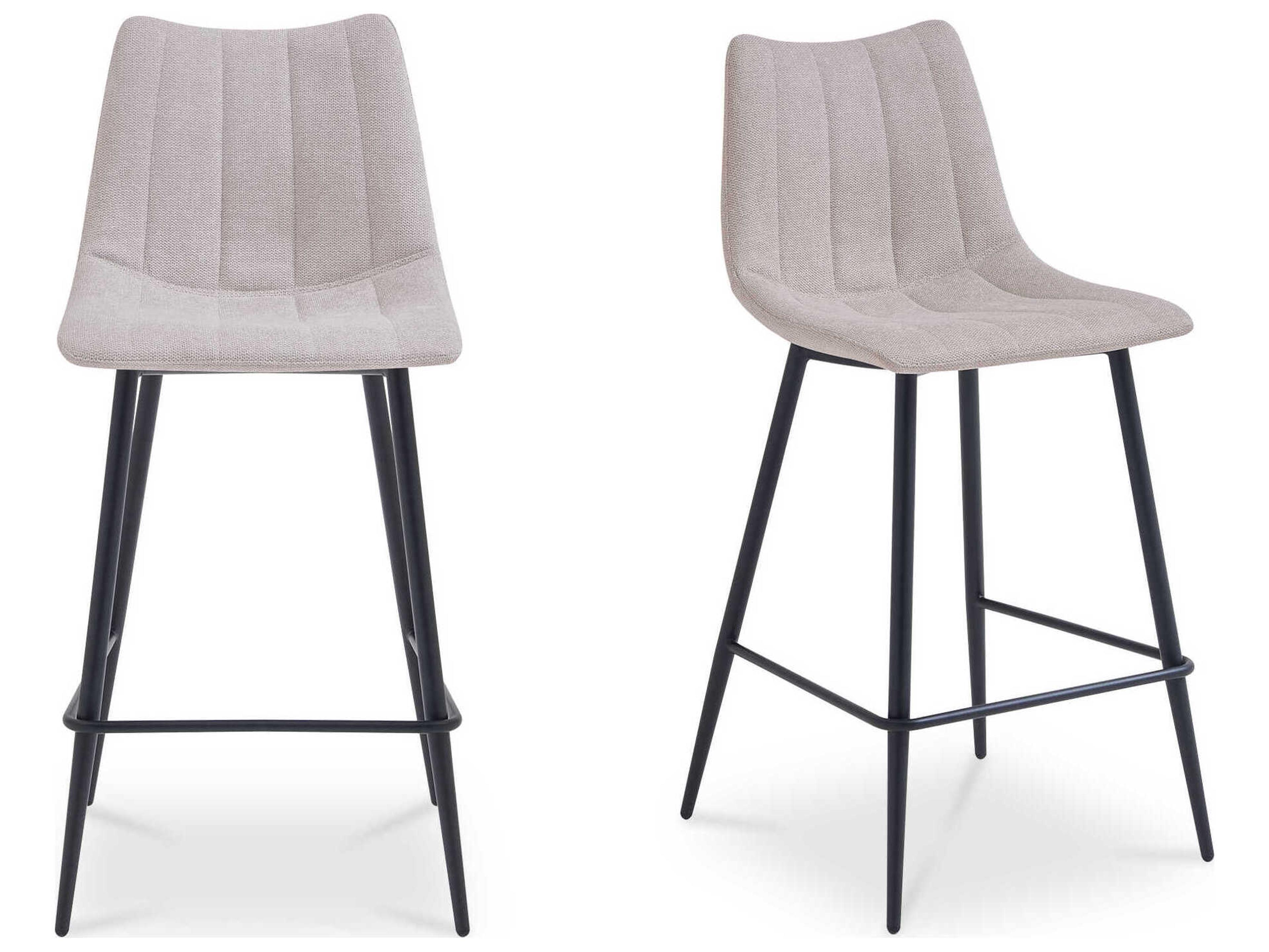 Alibi Beige Upholstered Plywood Bar Stool Set of 2