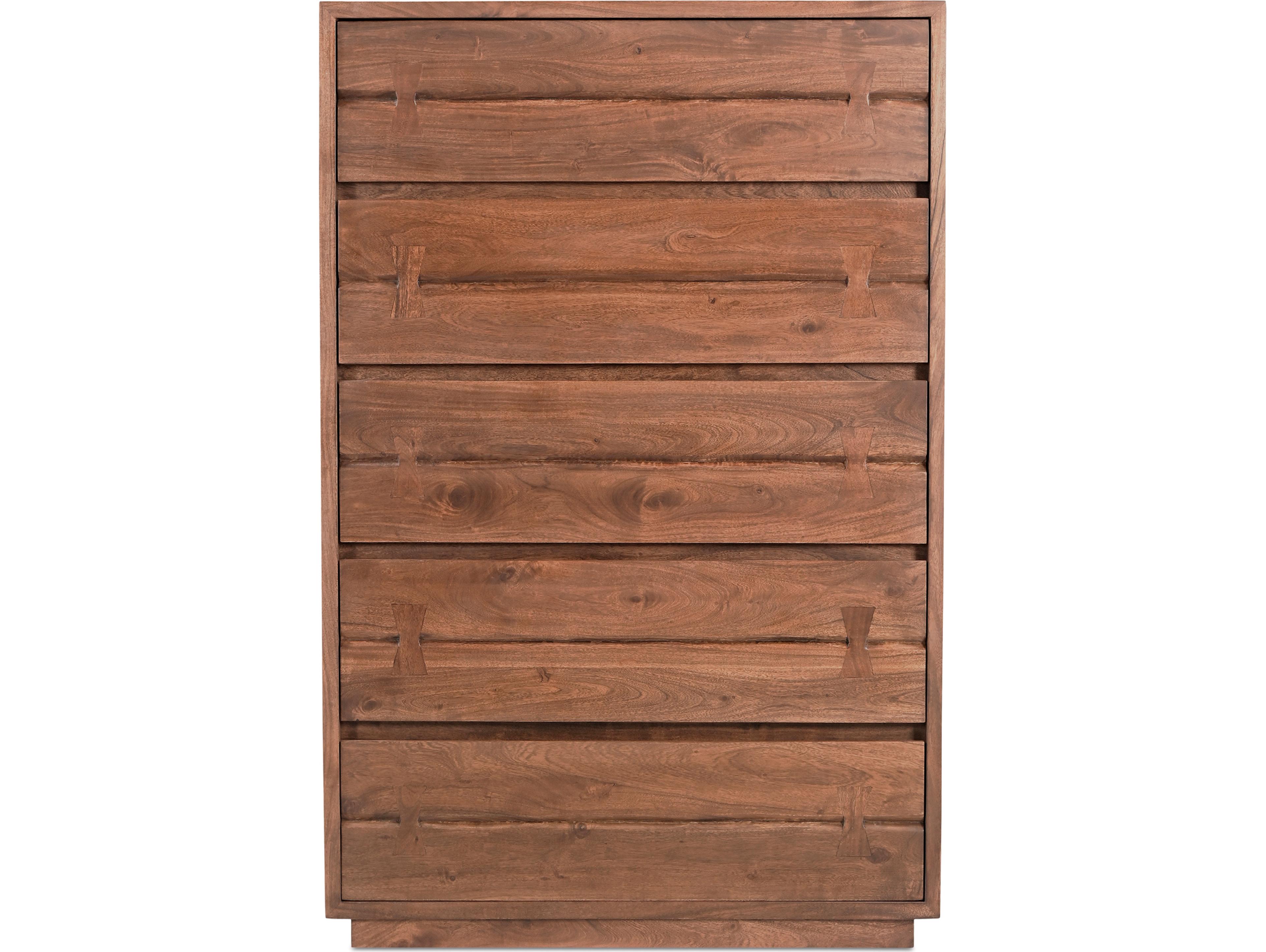 Moe's Home Madagascar 5-Drawers Brown Acacia Wood Accent Chest