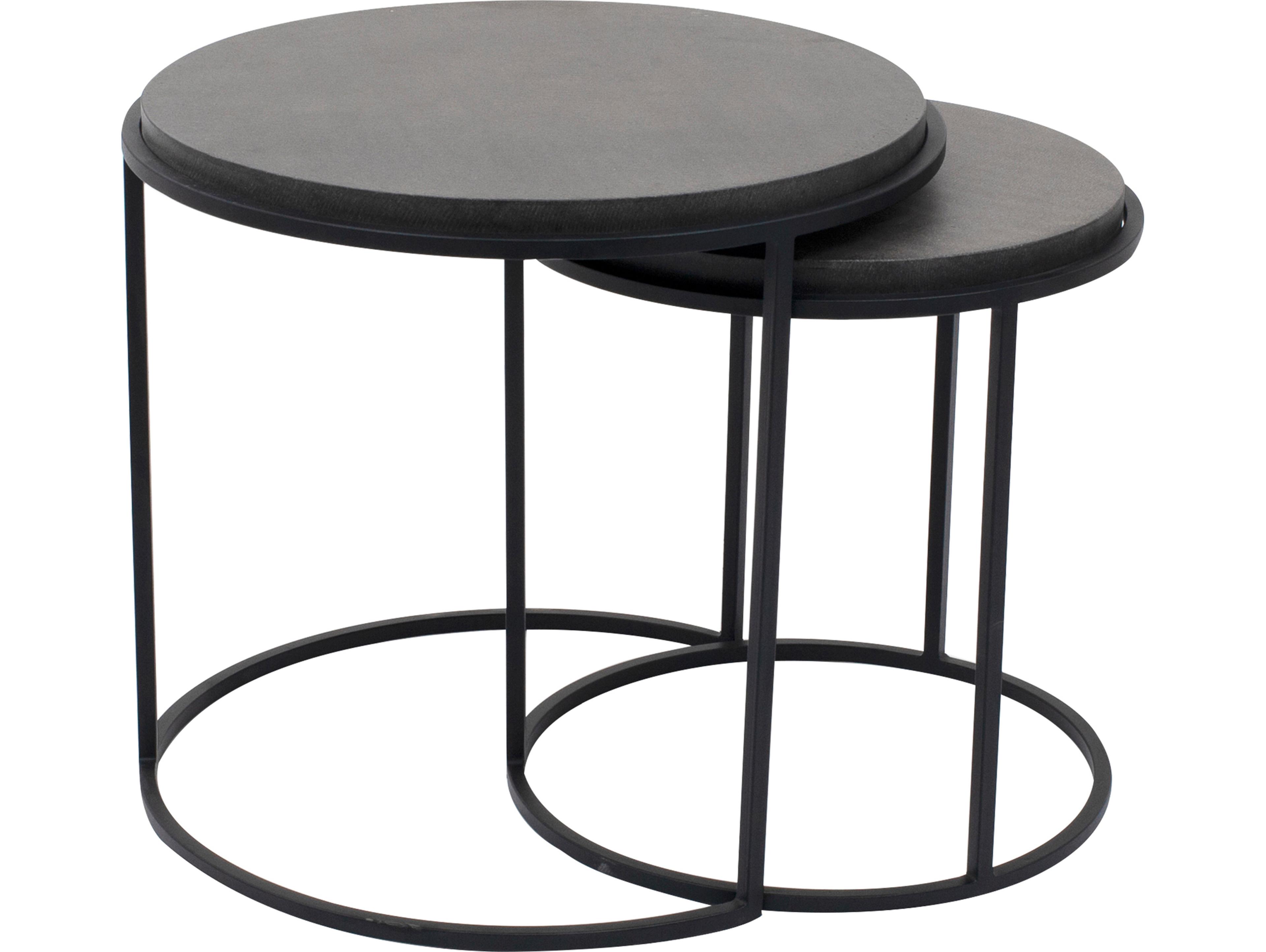 Moe's Home Round Stone Black End Table - Set of Two