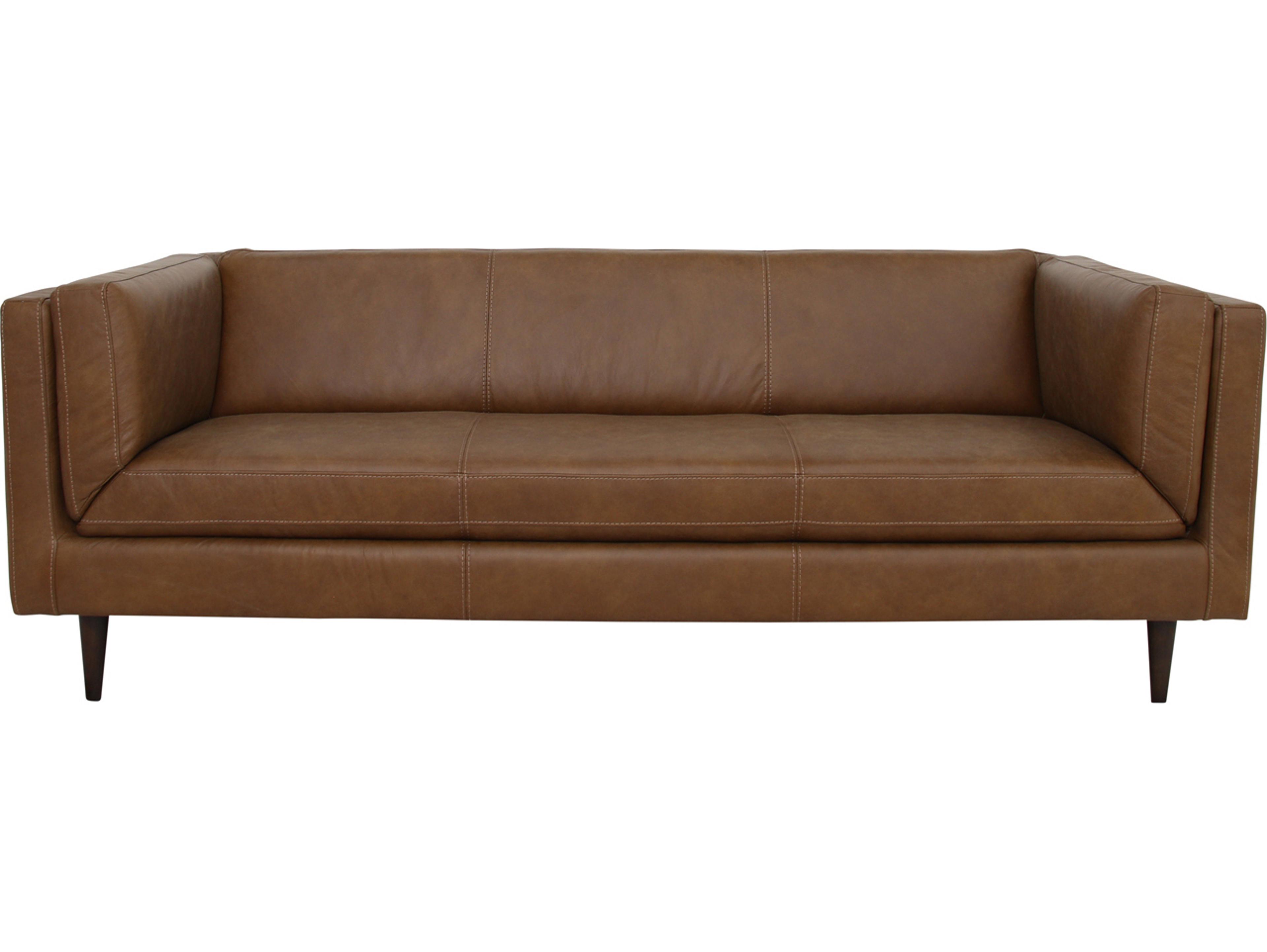 Moe's Home Woods Brown Leather Sofa