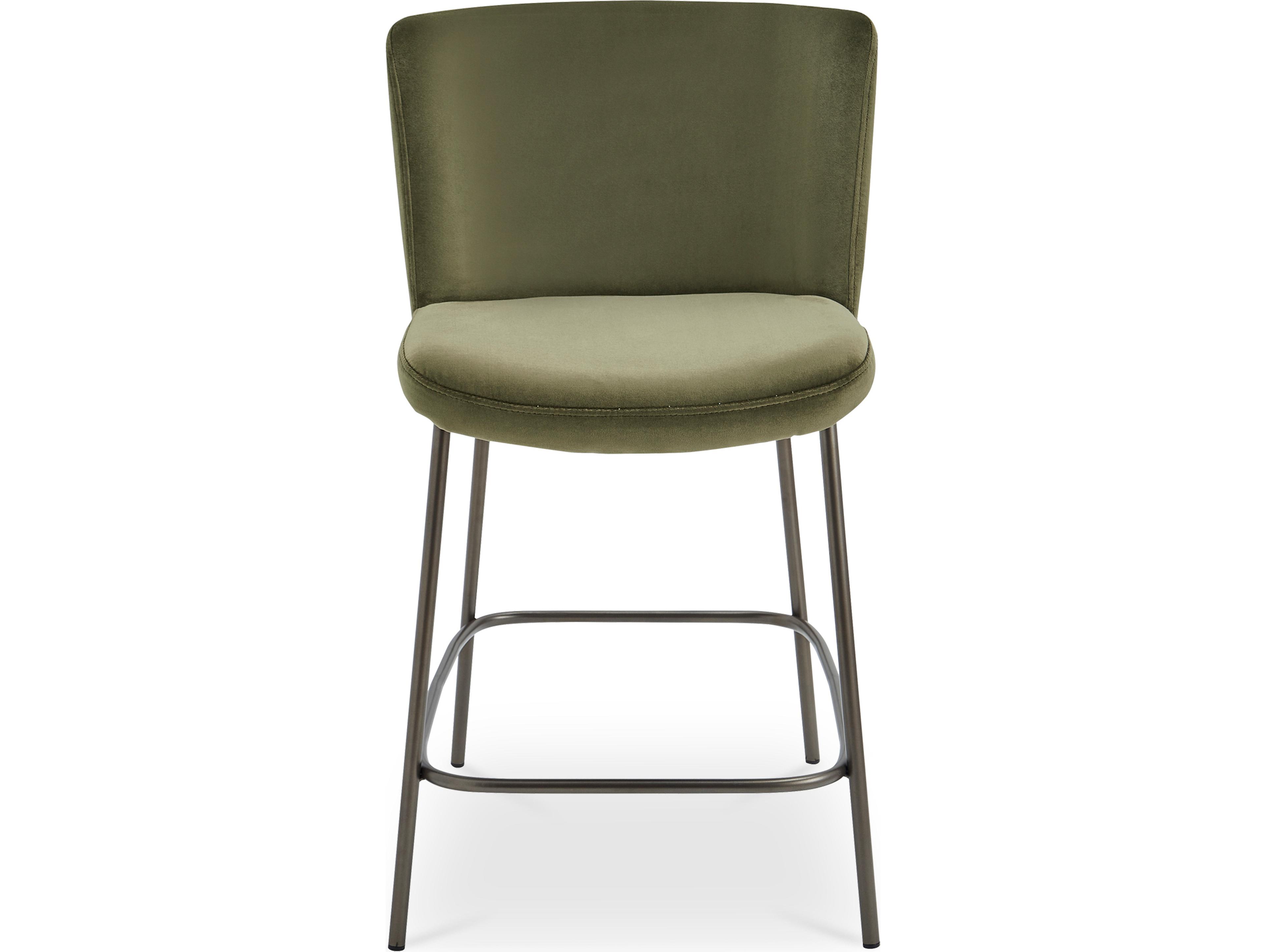 Early Faux Green Mohair Counter Stool