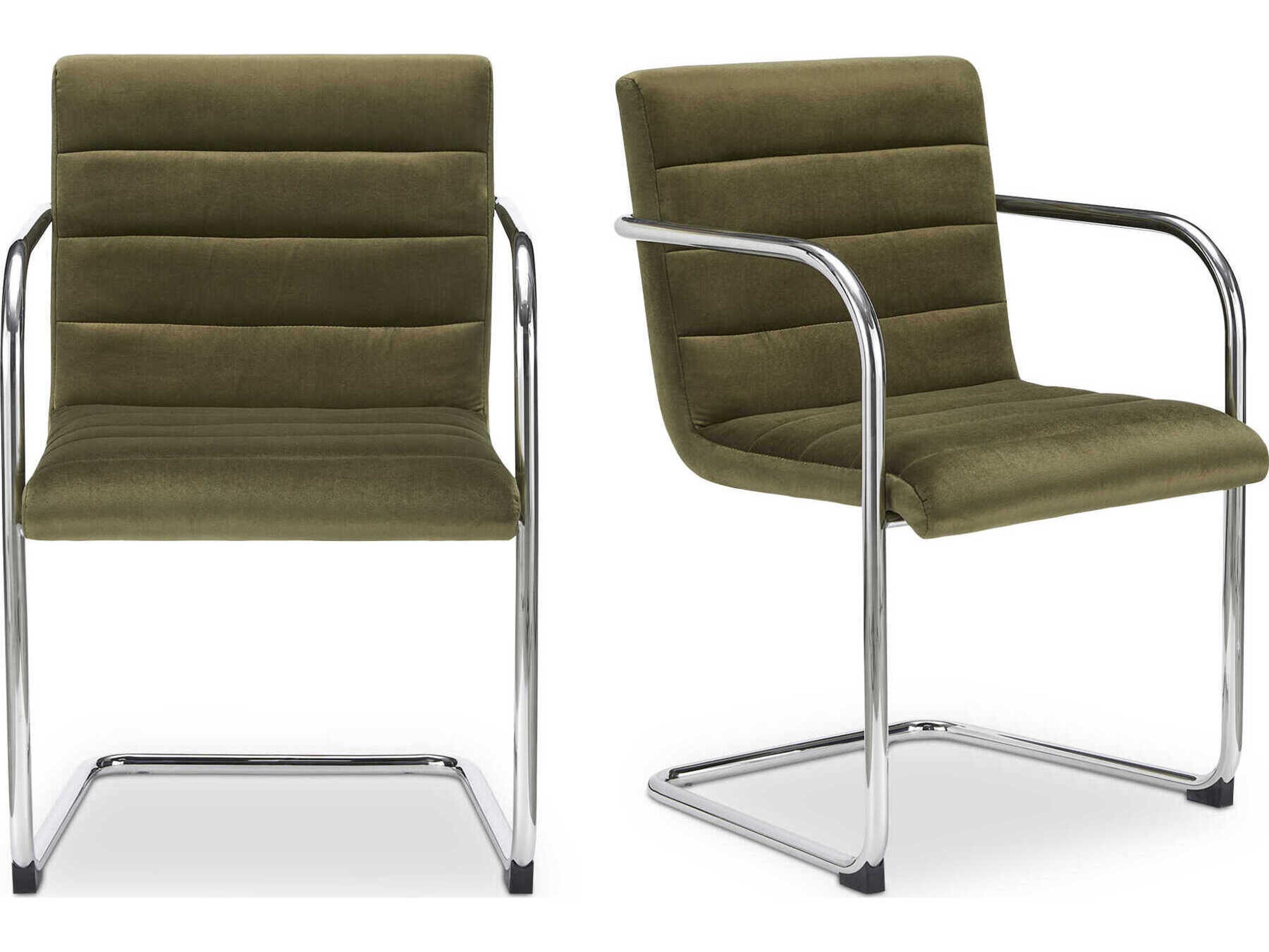 Moe's Home Pedro Plywood Green Upholstered Arm Dining Chair Set of 2