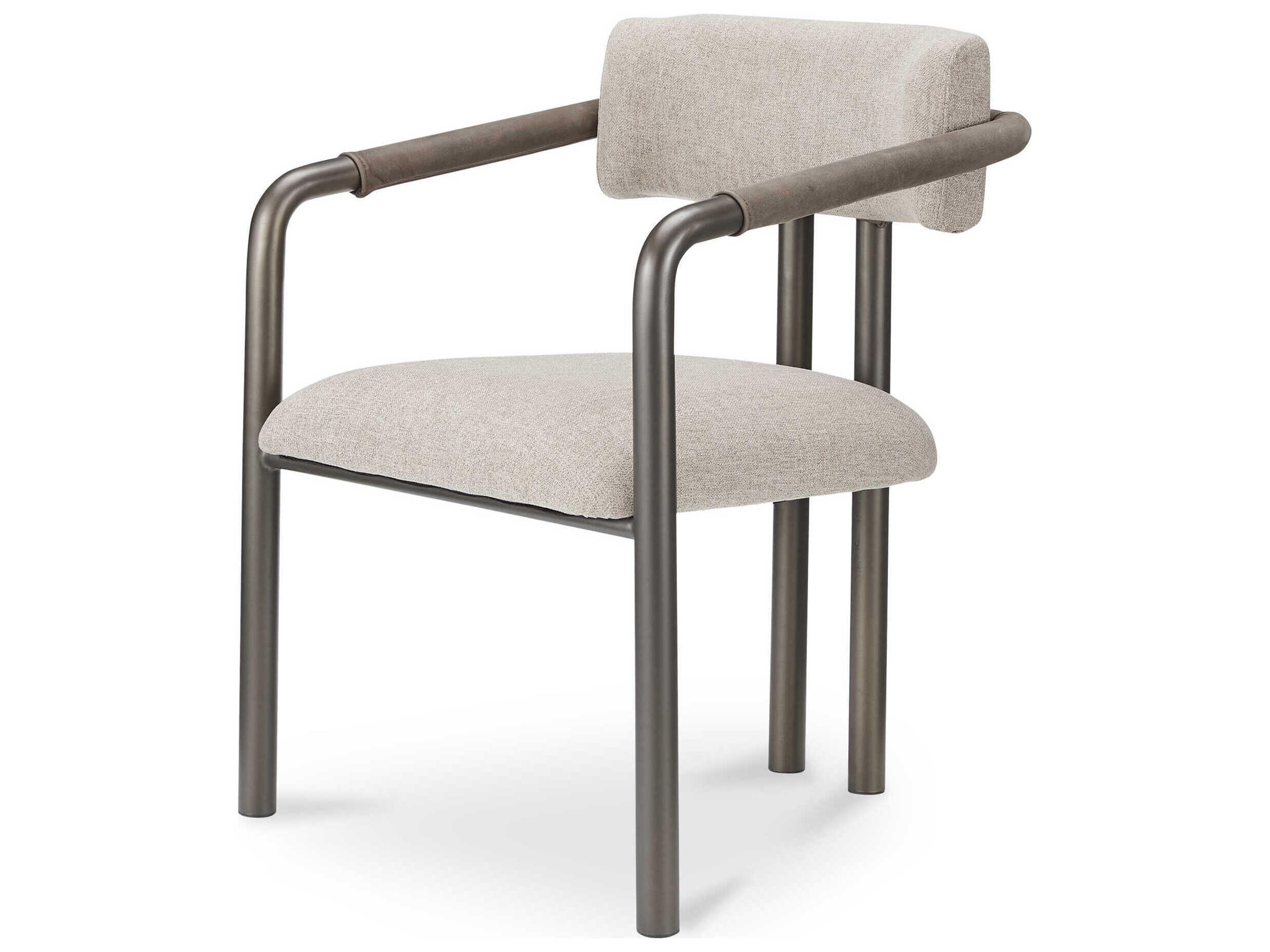 Moe's Home Cassidy Plywood Beige Upholstered Arm Dining Chair