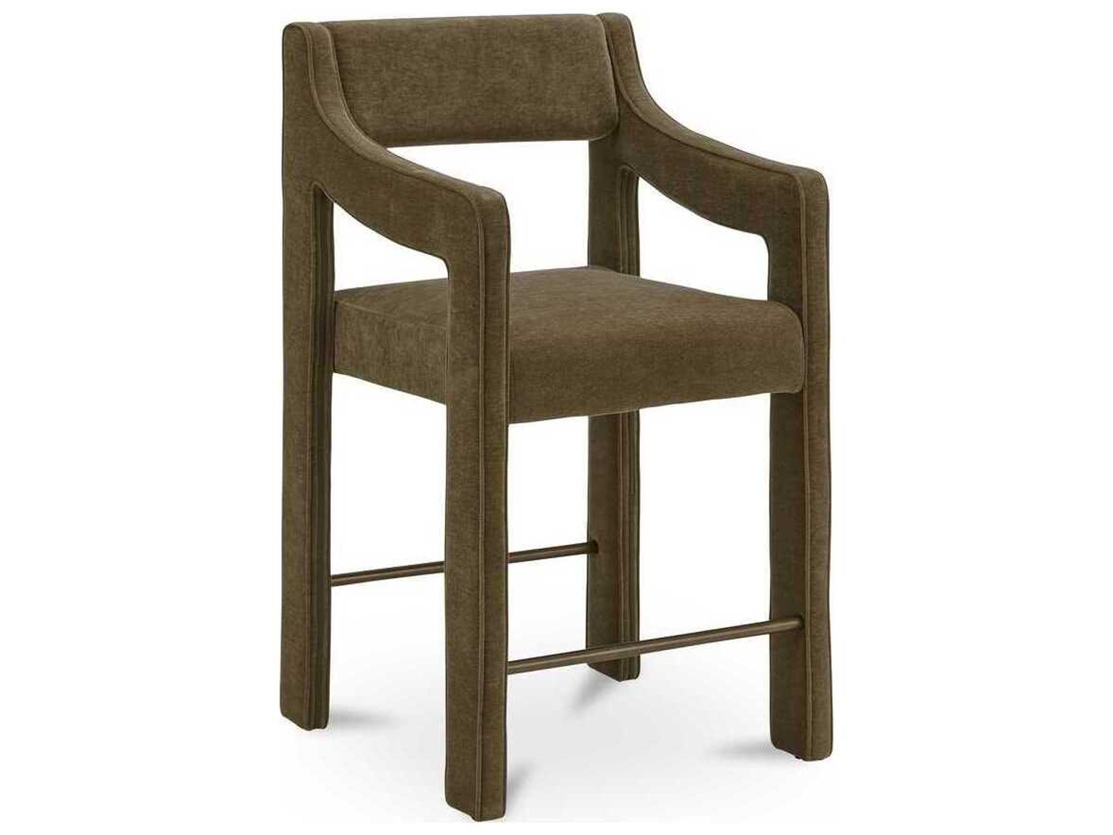 Moe's Home Elise Green Upholstered Solid Wood Counter Stool