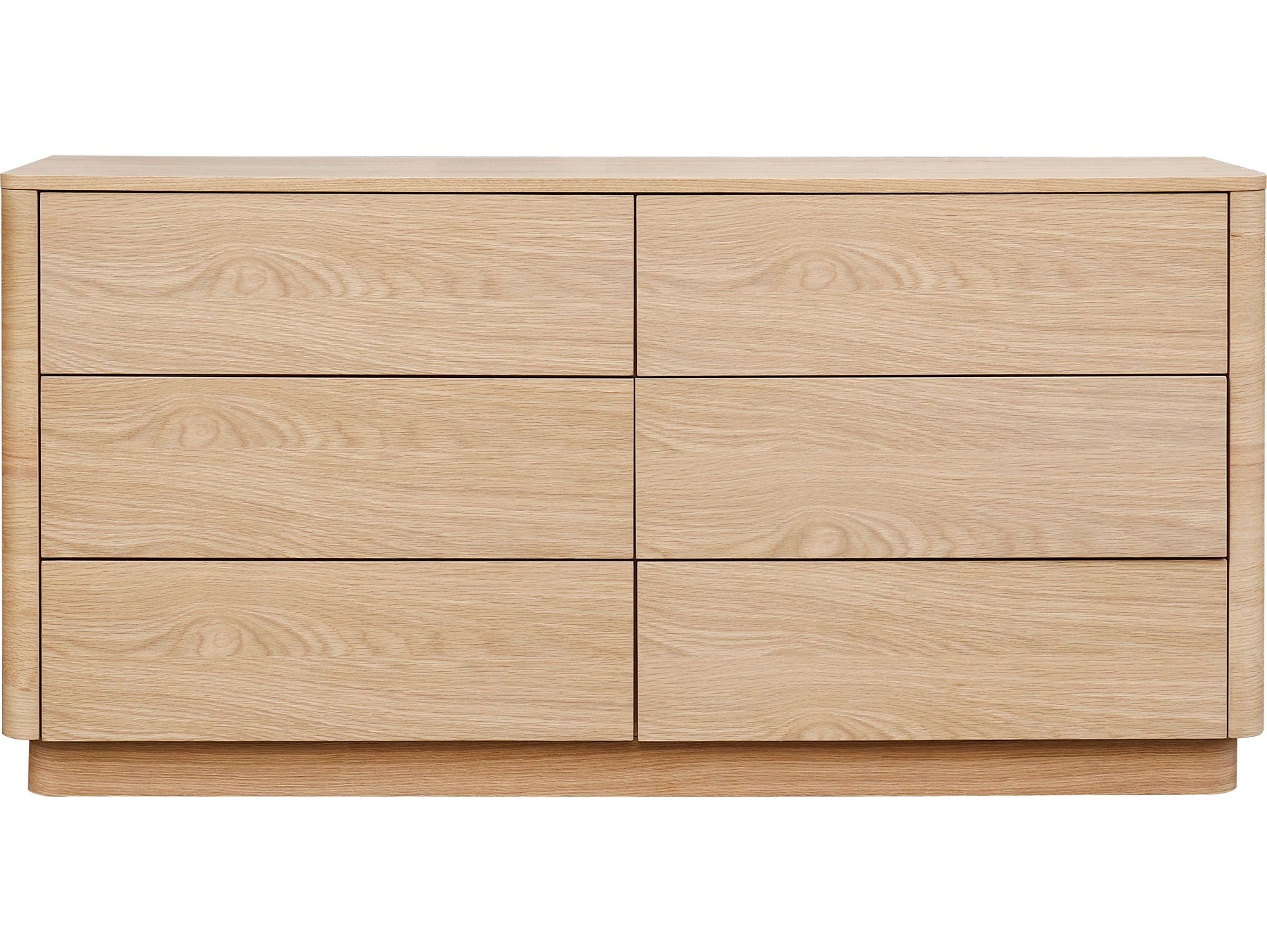 Moe's Home Round Off 6-Drawers Brown Oak Wood Double Dresser