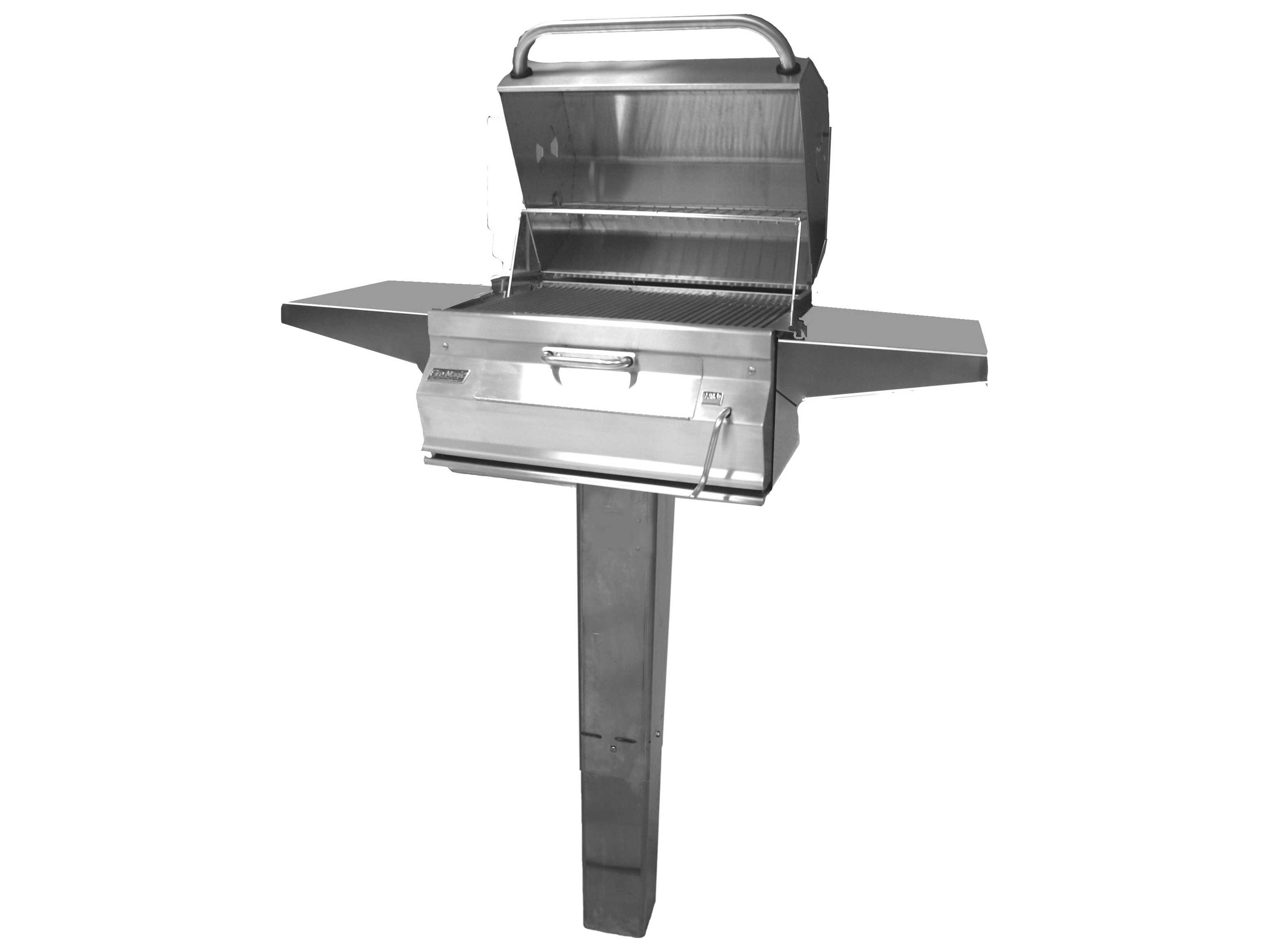 Fire Magic Charcoal Stainless Steel 24'' In Ground Post BBQ Grill with Smoker Oven Hood
