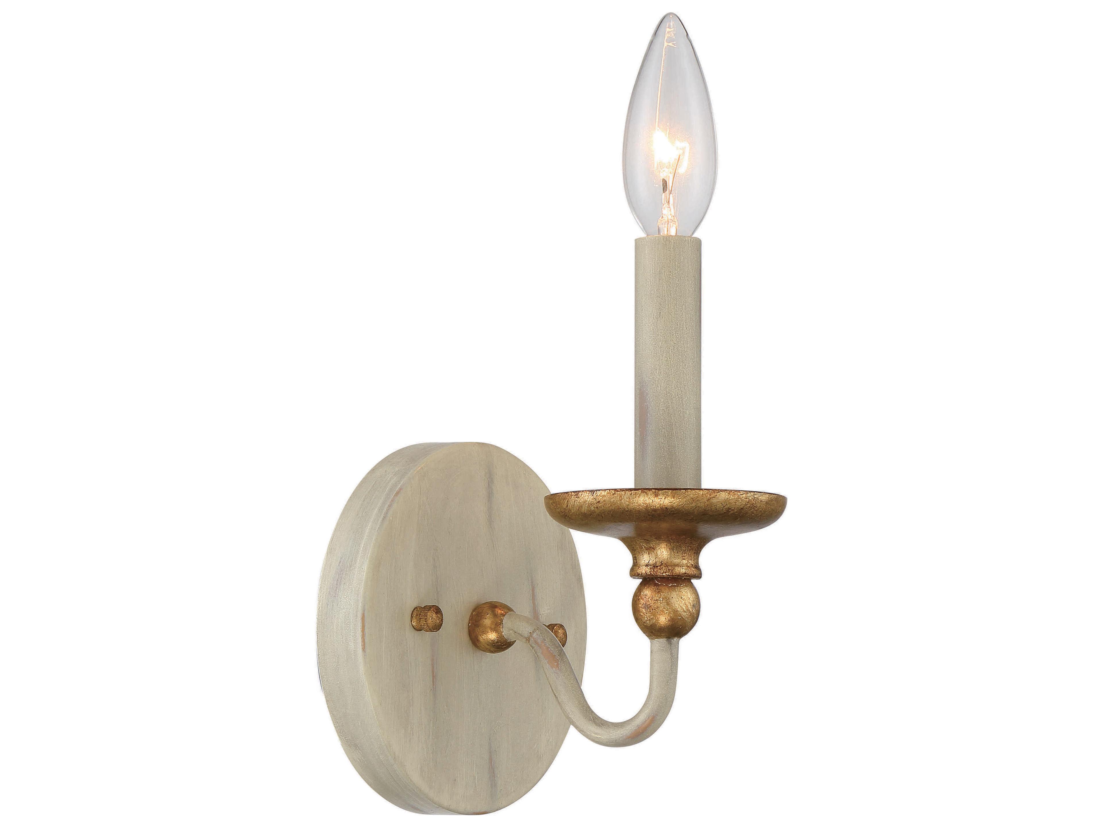 Minka Lavery Westchester County 1-Light Farm House White Gilded Gold Leaf Off Wall Sconce
