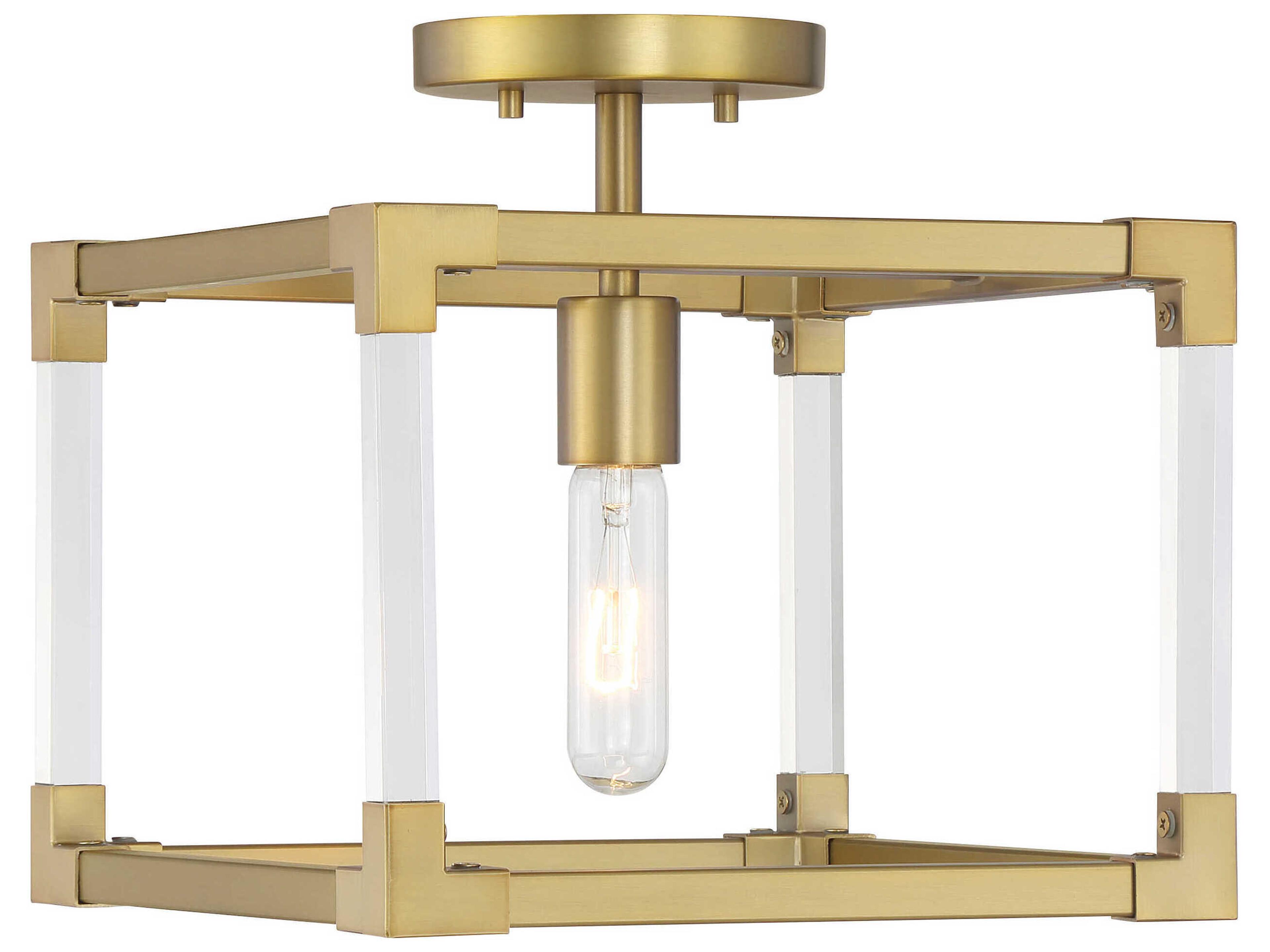 Minka Lavery Oro District 1-Light Soft Brass Semi Flush Mount