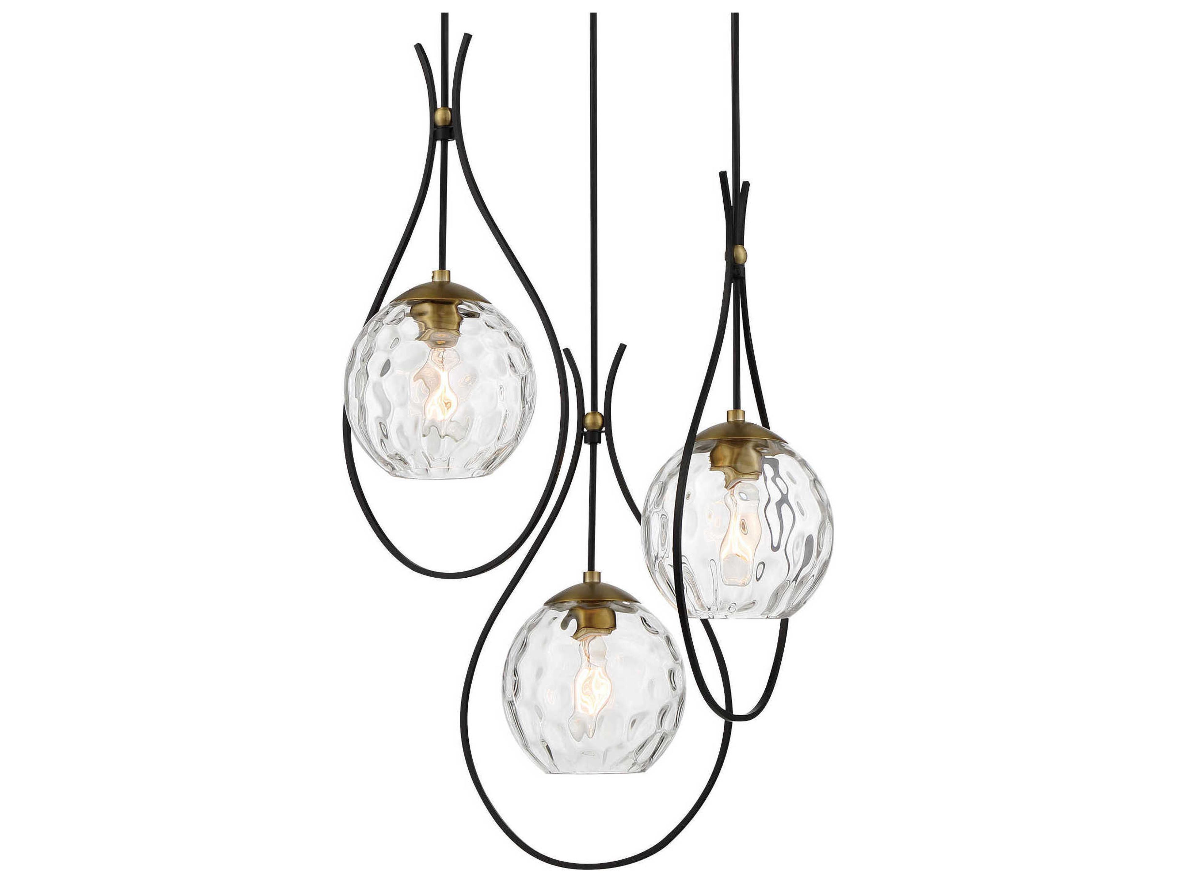 Minka Lavery Cody 3-Light Coal Soft Brass Black Glass Globe Pendant