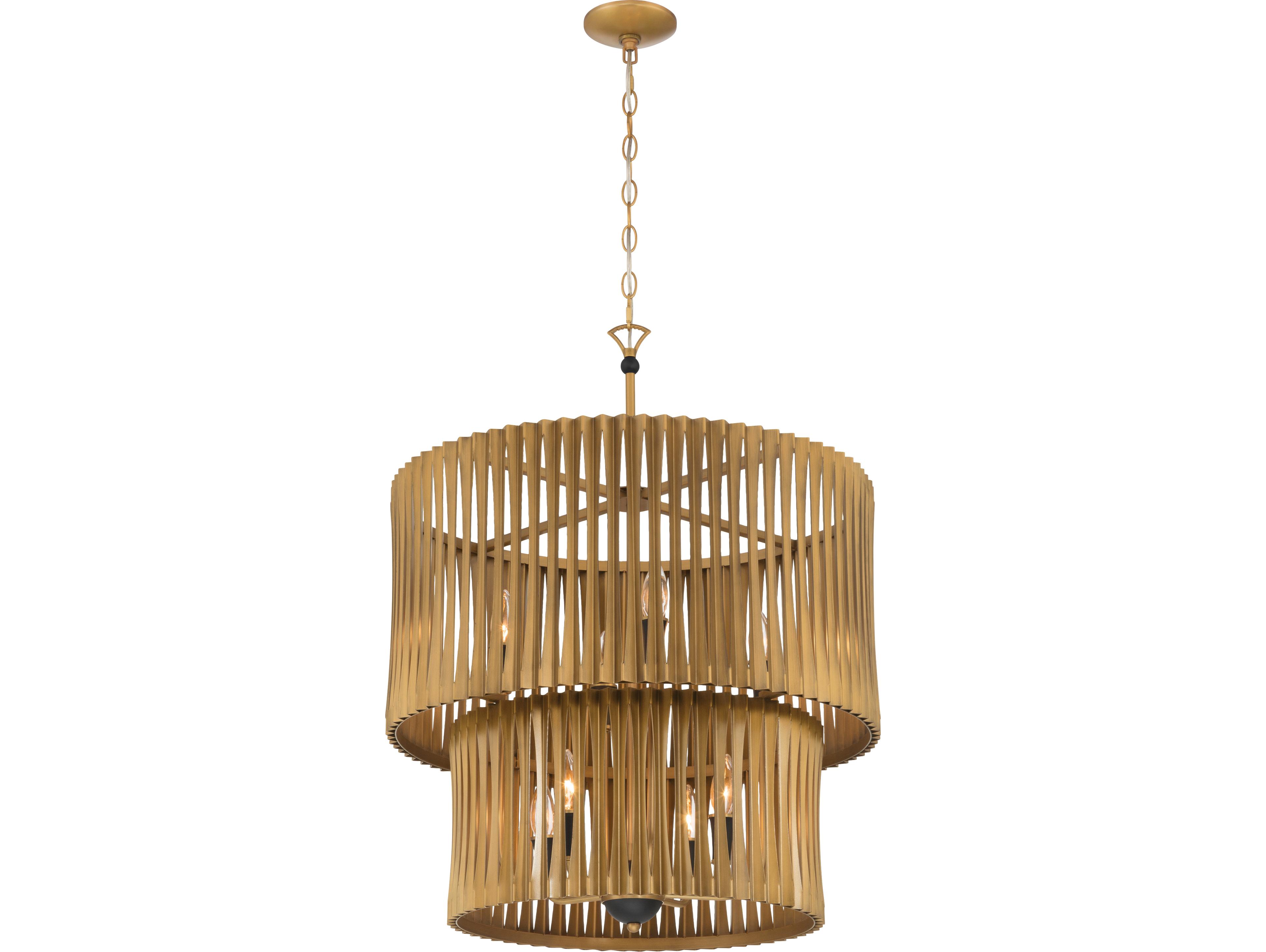 Minka Lavery Aven 8-Light Sand Coal Black Brass Drum Tiered Pendant
