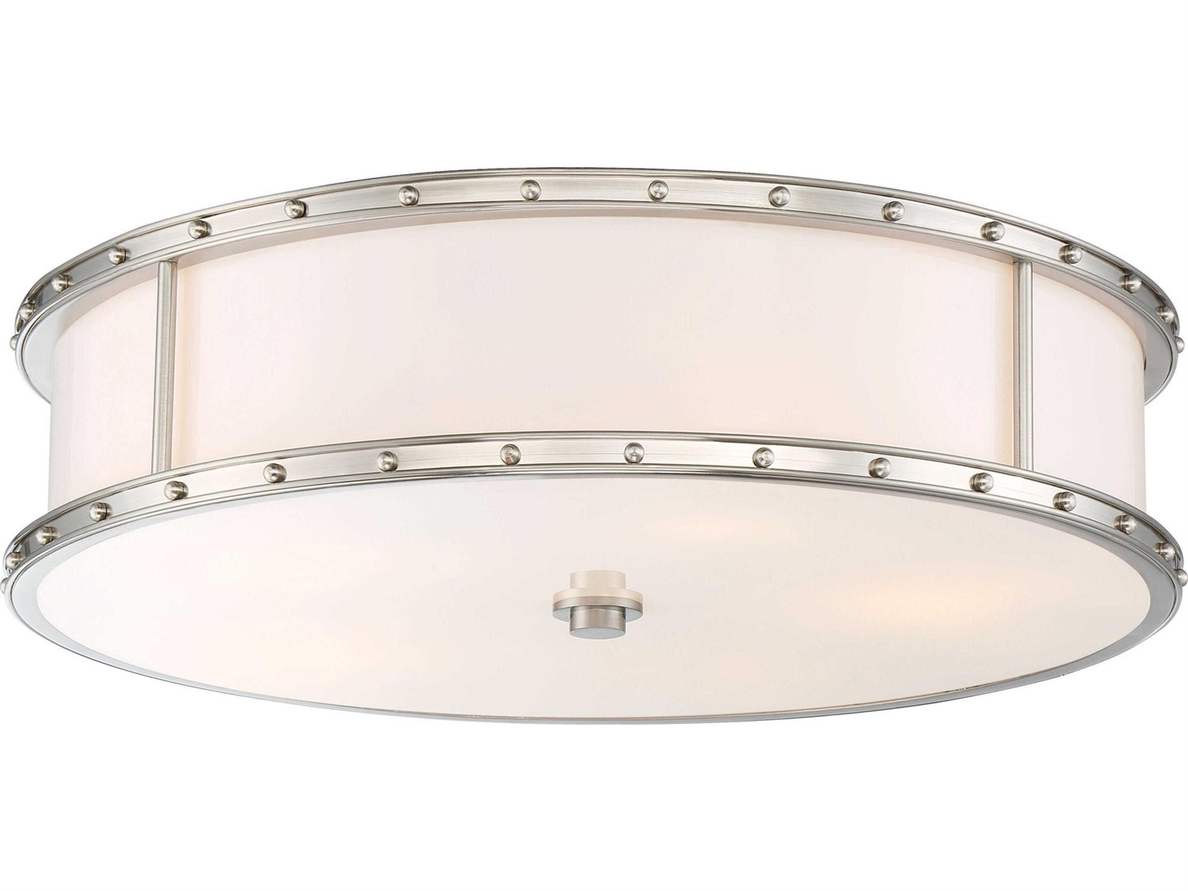 Minka Lavery 1-Light Brushed Nickel Glass LED Drum Flush Mount