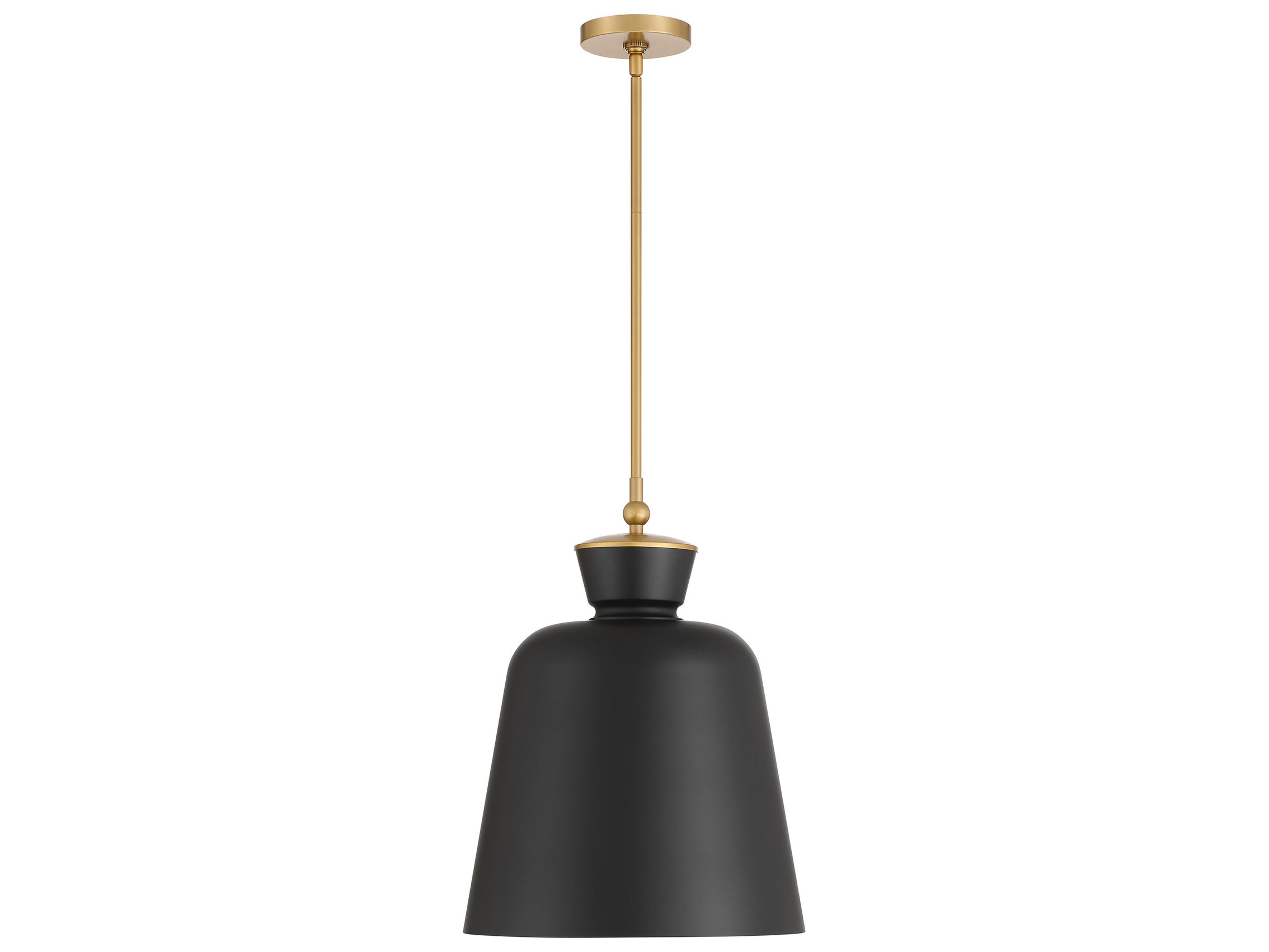 Minka Lavery Holloway 1-Light Legacy Brass Dark Matte Black Bell Pendant