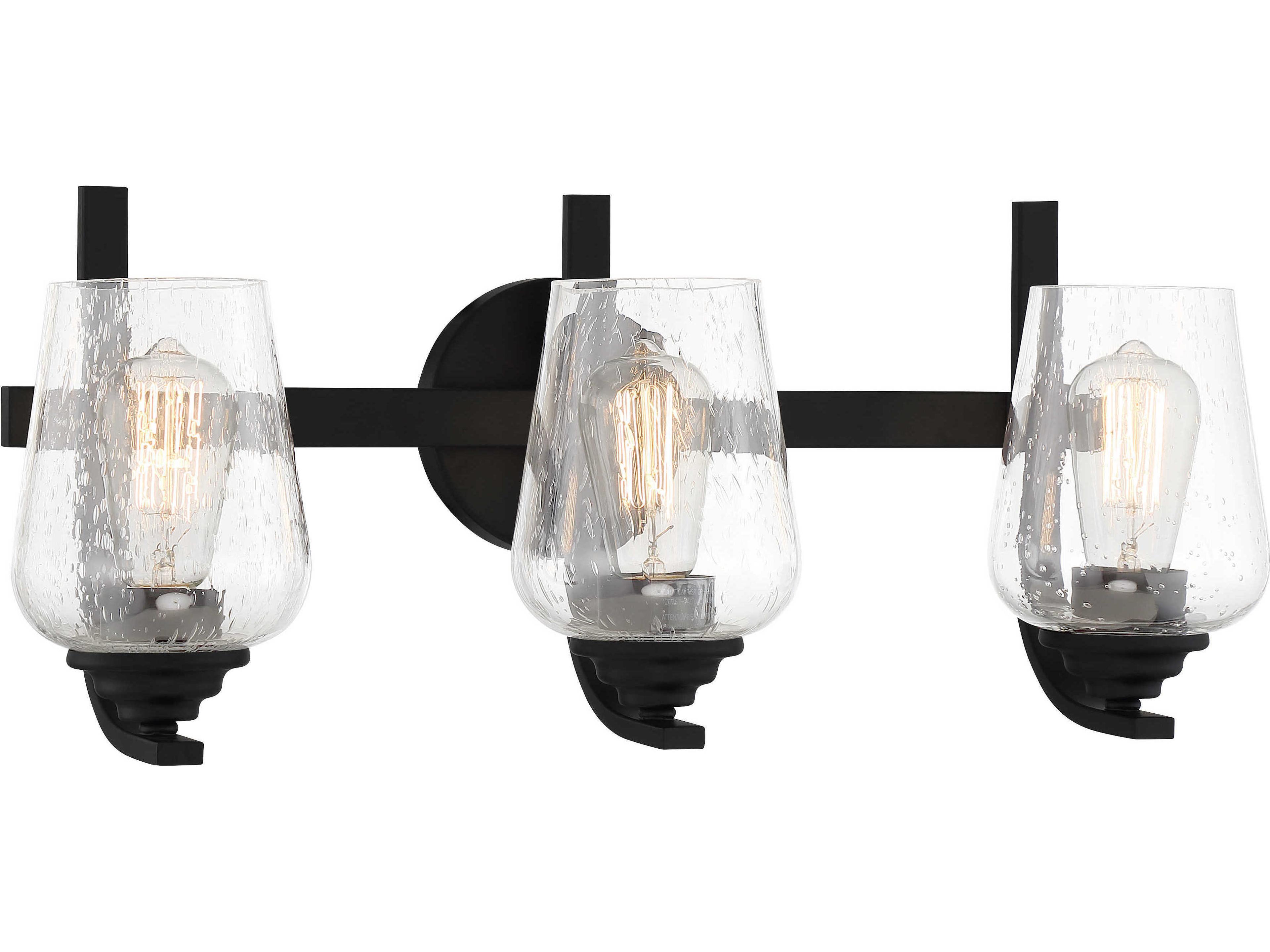Minka Lavery Shyloh 3-Light Coal Black Glass Vanity Light