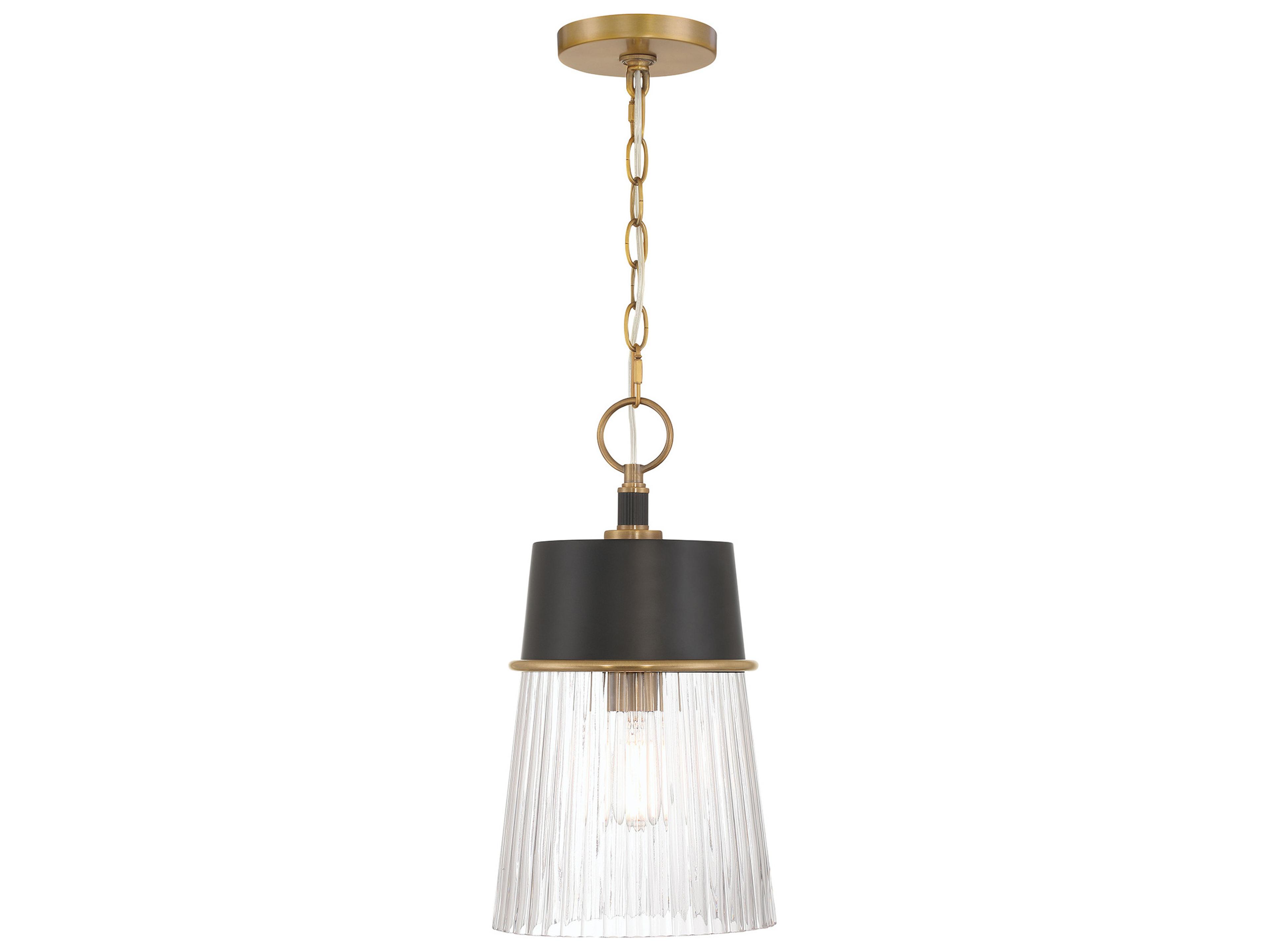 Minka Lavery Stamford 1-Light Legacy Brass Dark Matte Black Empire Mini Pendant