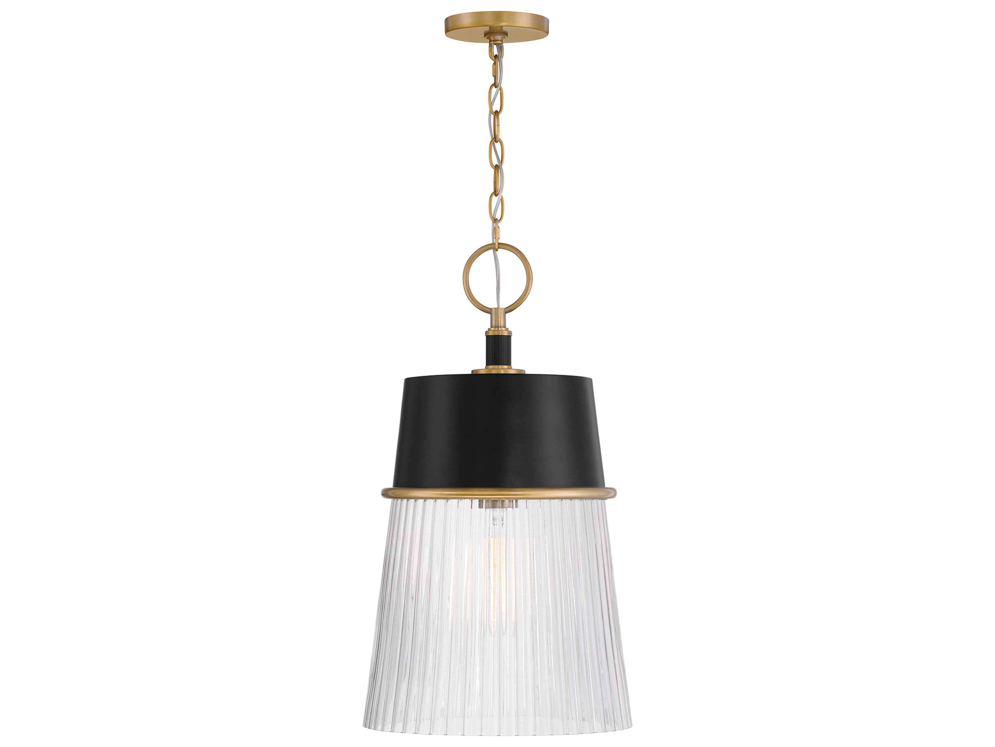 Minka Lavery Stamford 1-Light Legacy Brass Dark Matte Black Empire Pendant