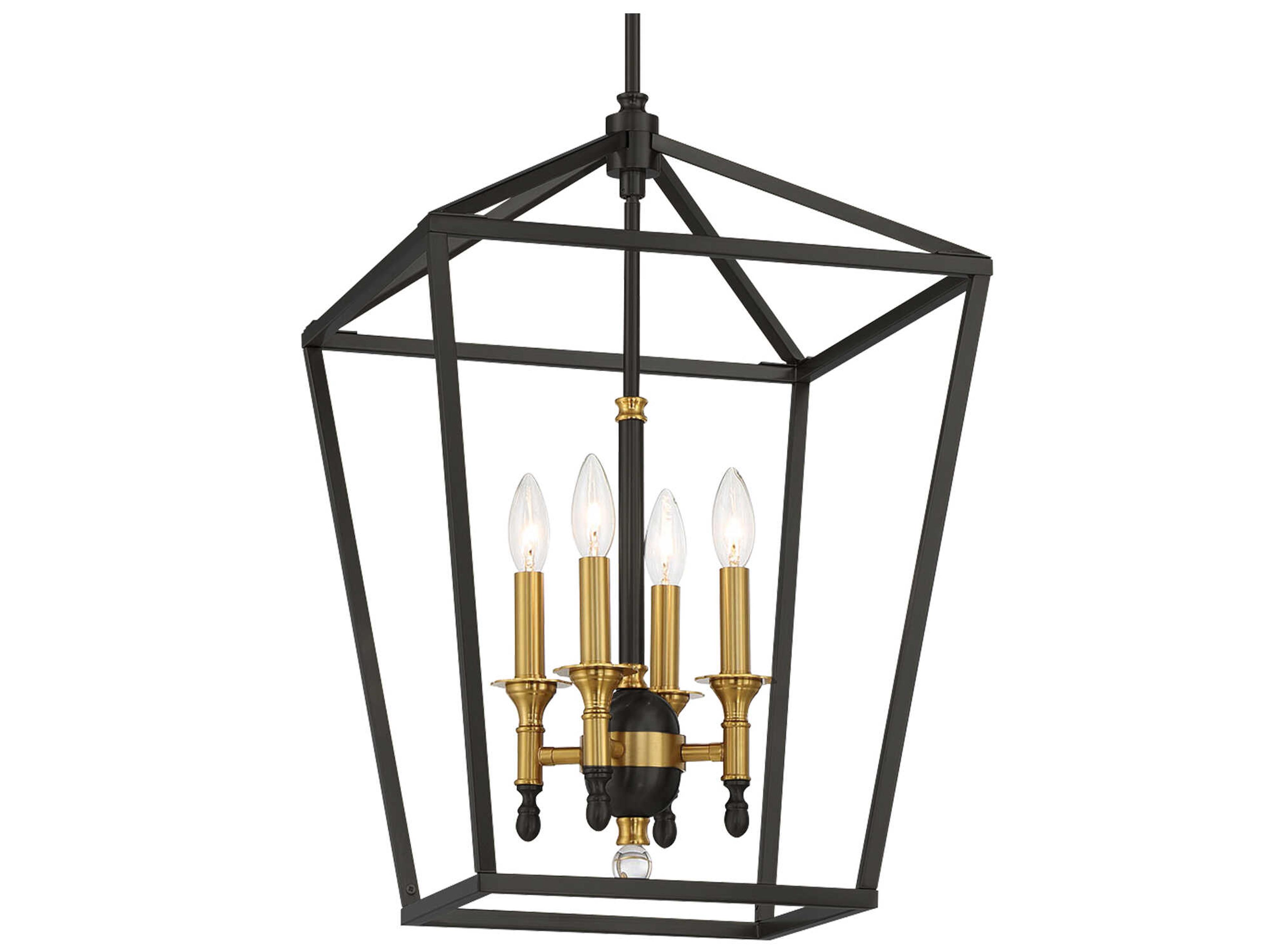 Minka Lavery Townhall 4-Light Coal Soft Brass Black Candelabra Chandelier