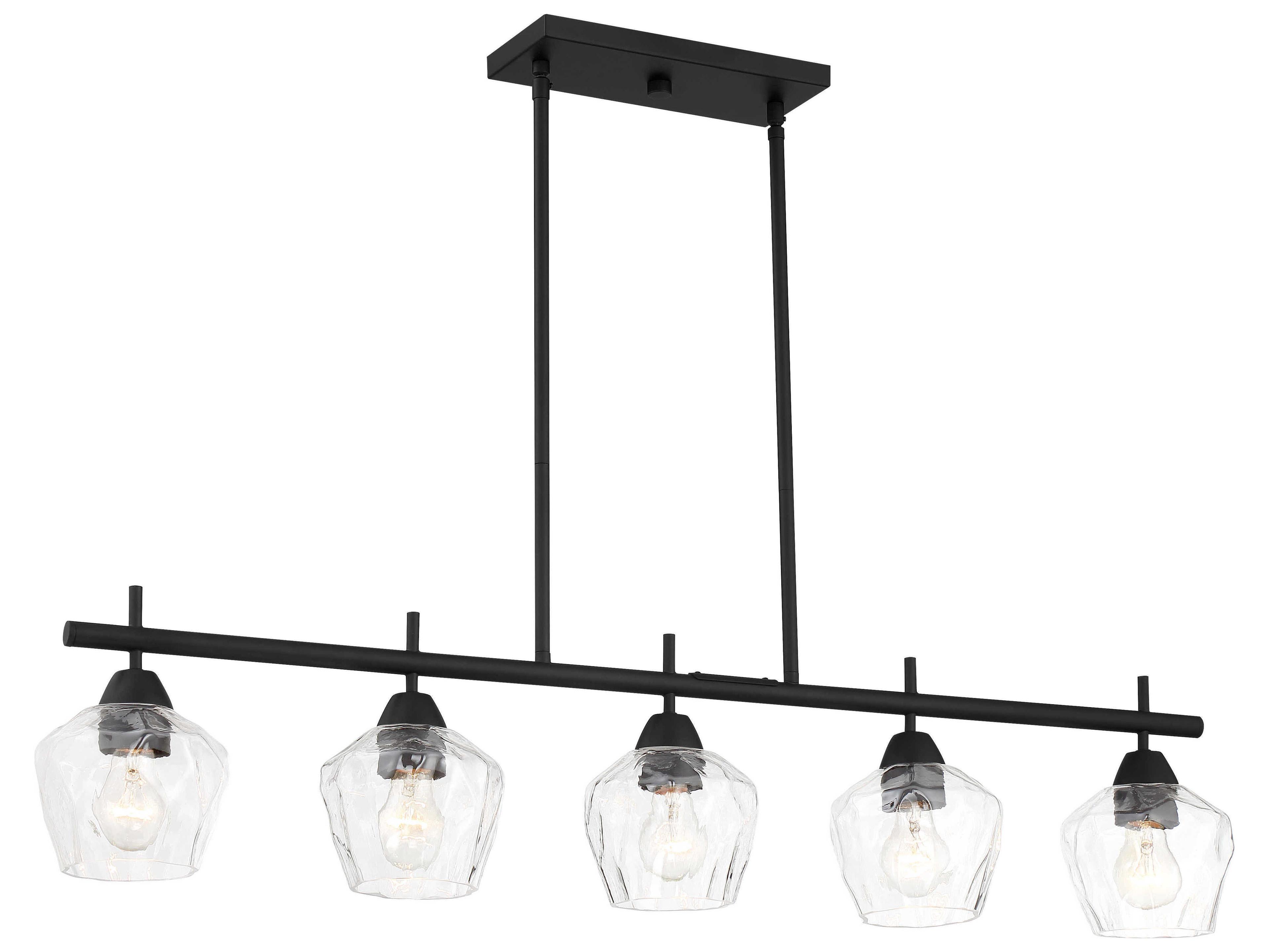Minka Lavery Camrin 5-Light Coal Black Glass Bell Linear Island Pendant