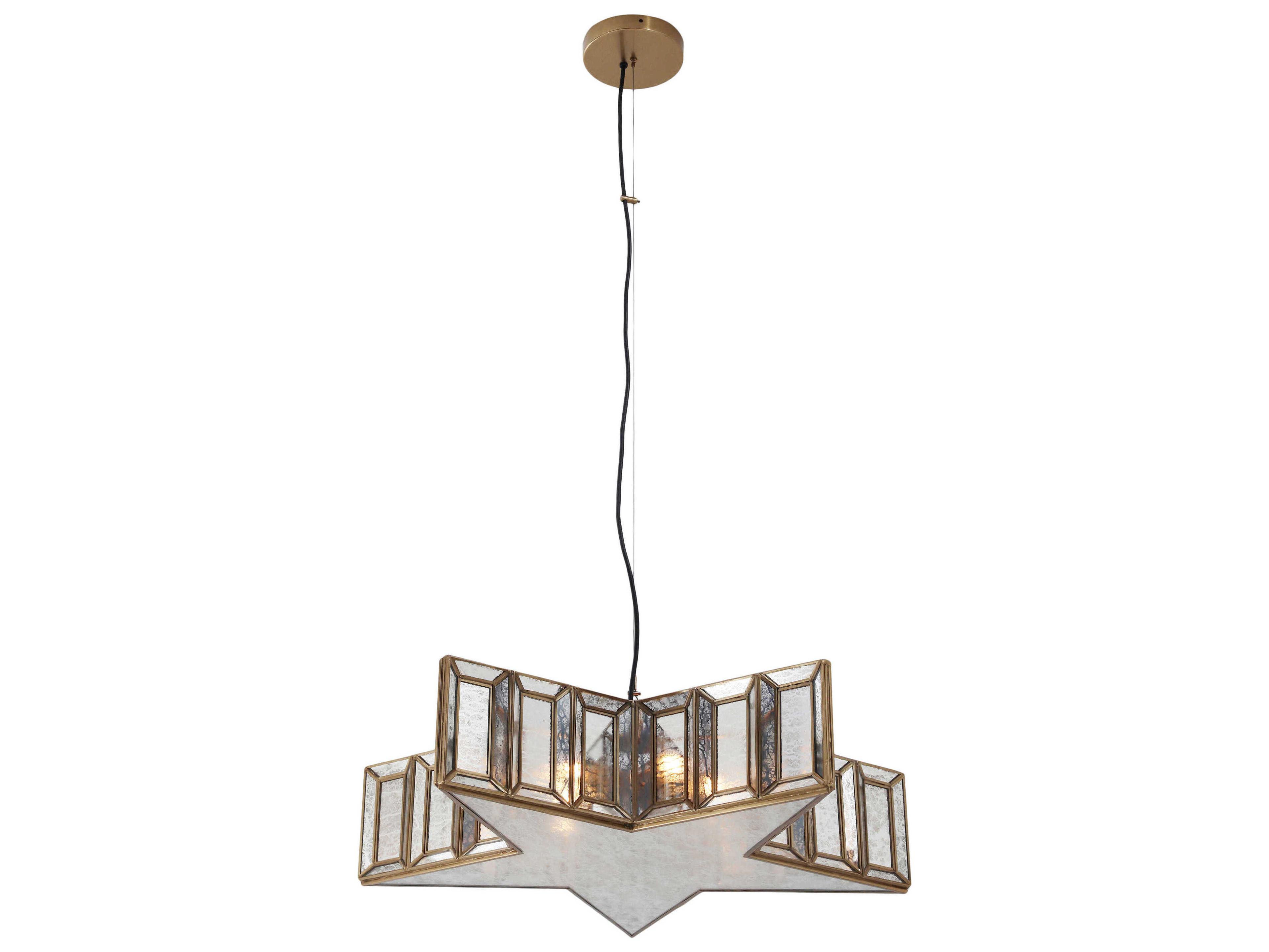 Minka Lavery Luce Stellare 5-Light Brass Antique Geometric Pendant