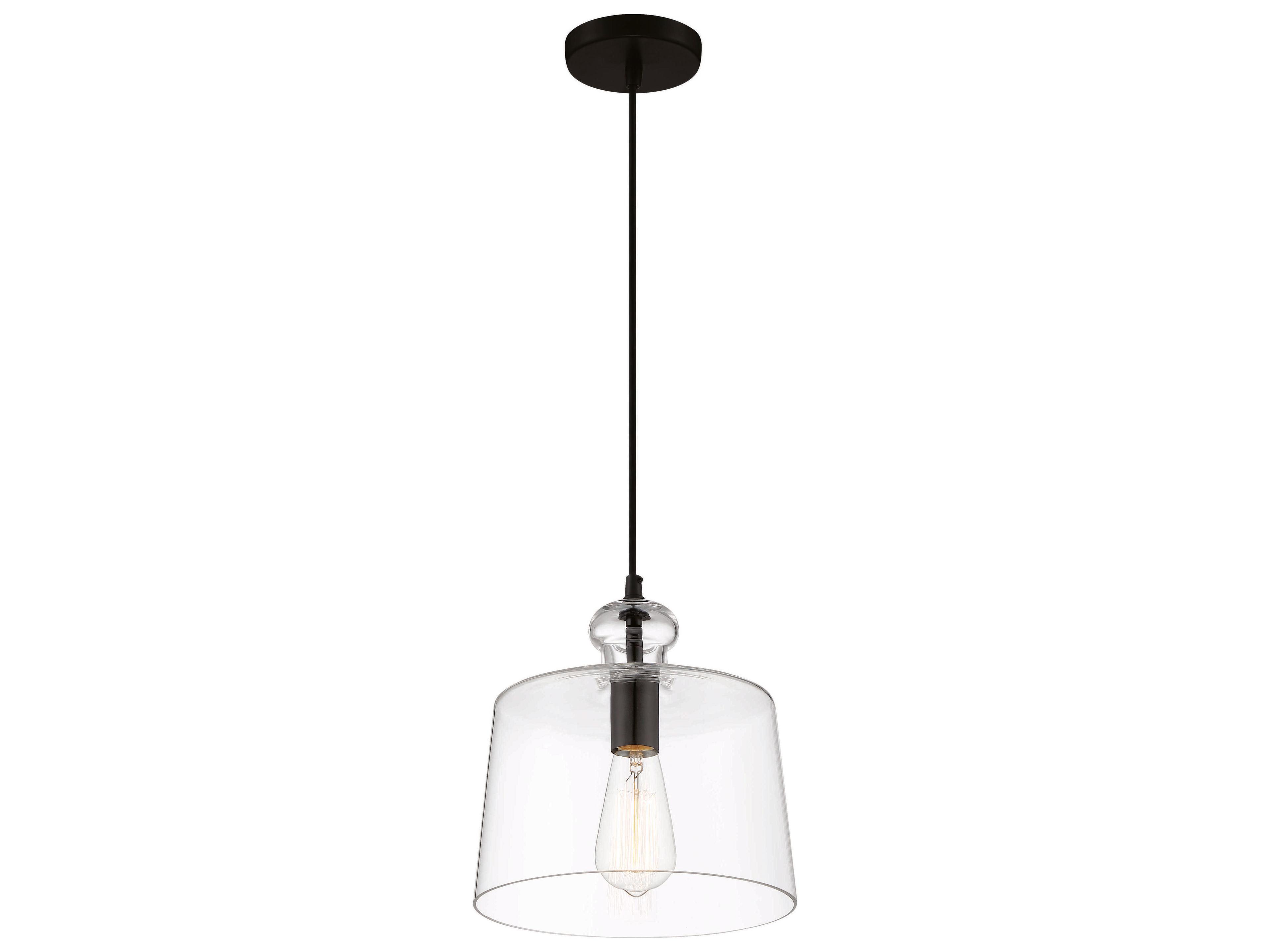 Minka Lavery 1-Light Coal Black Glass Mini Pendant