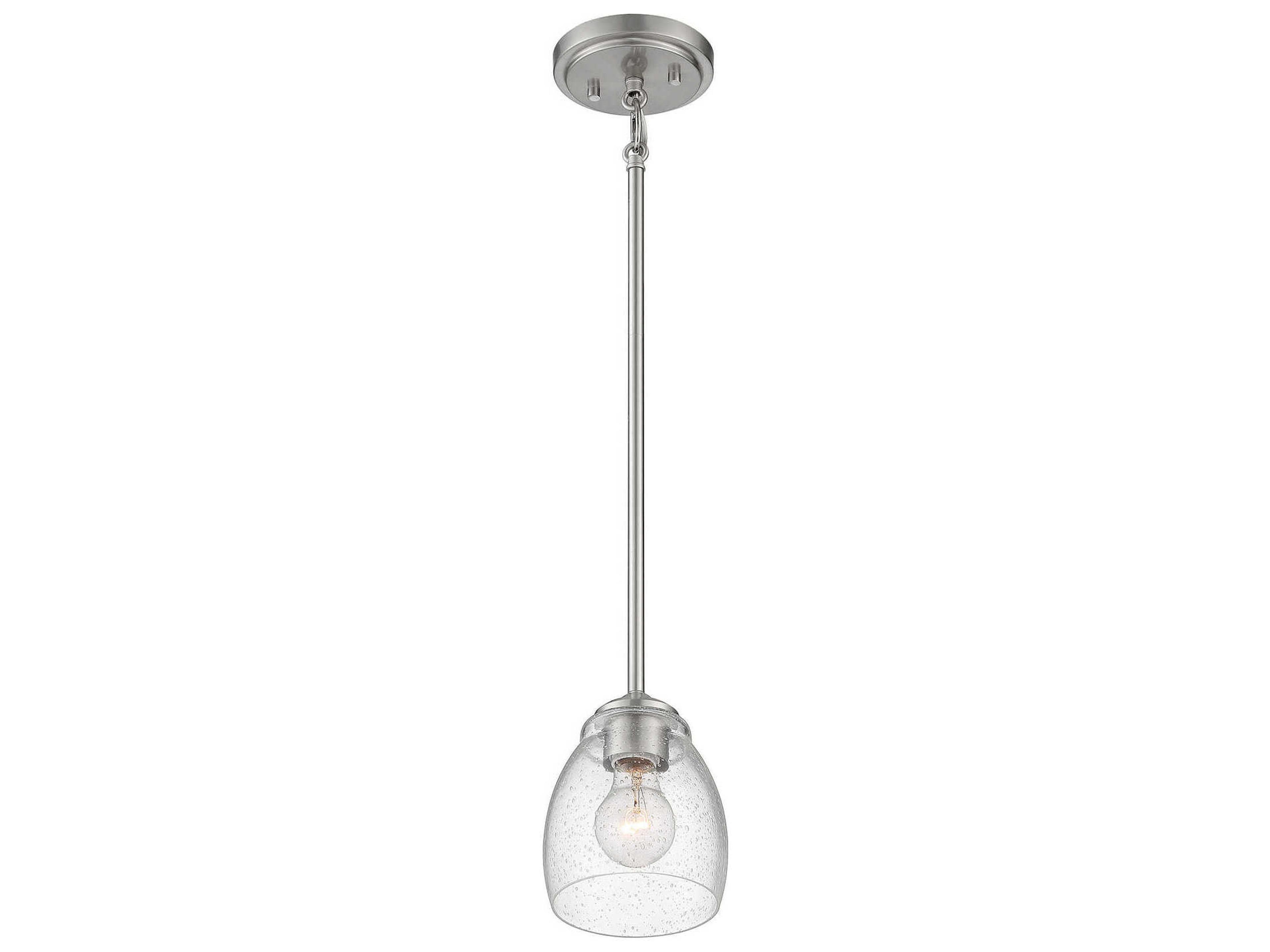 Minka Lavery Winsley 1-Light Brushed Nickel Glass Bell Mini Pendant