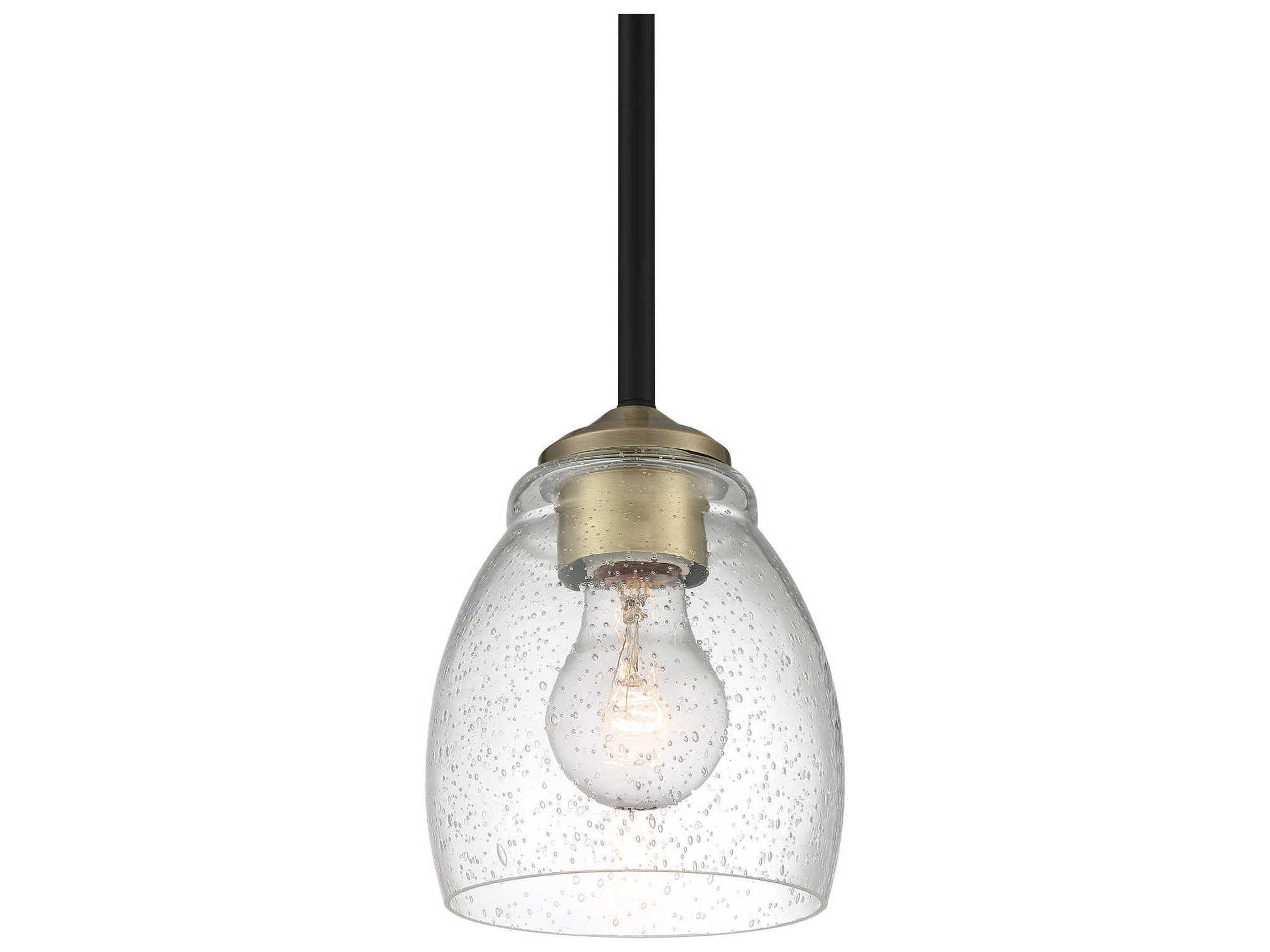 Minka Lavery Winsley 1-Light Coal Stained Brass Black Glass Bell Mini Pendant