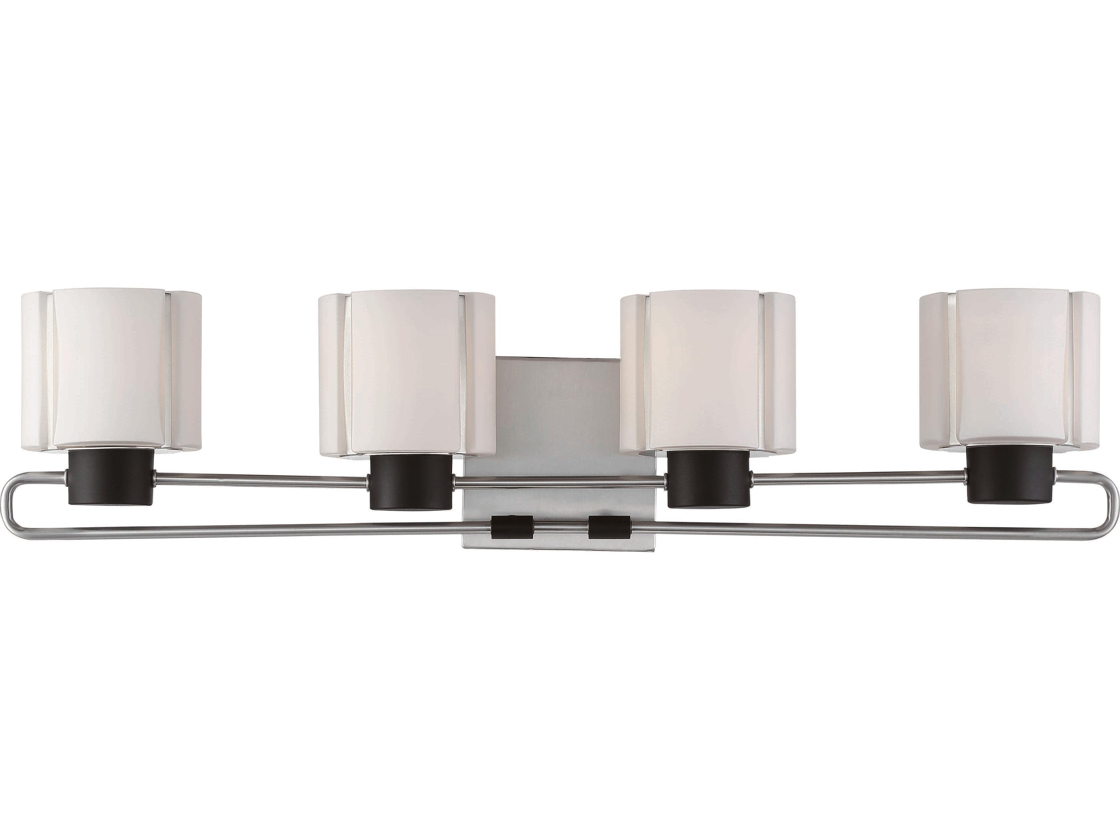 Minka Lavery Waverly Plaza 4-Light Coal Brushed Nickel Black Glass Vanity Light