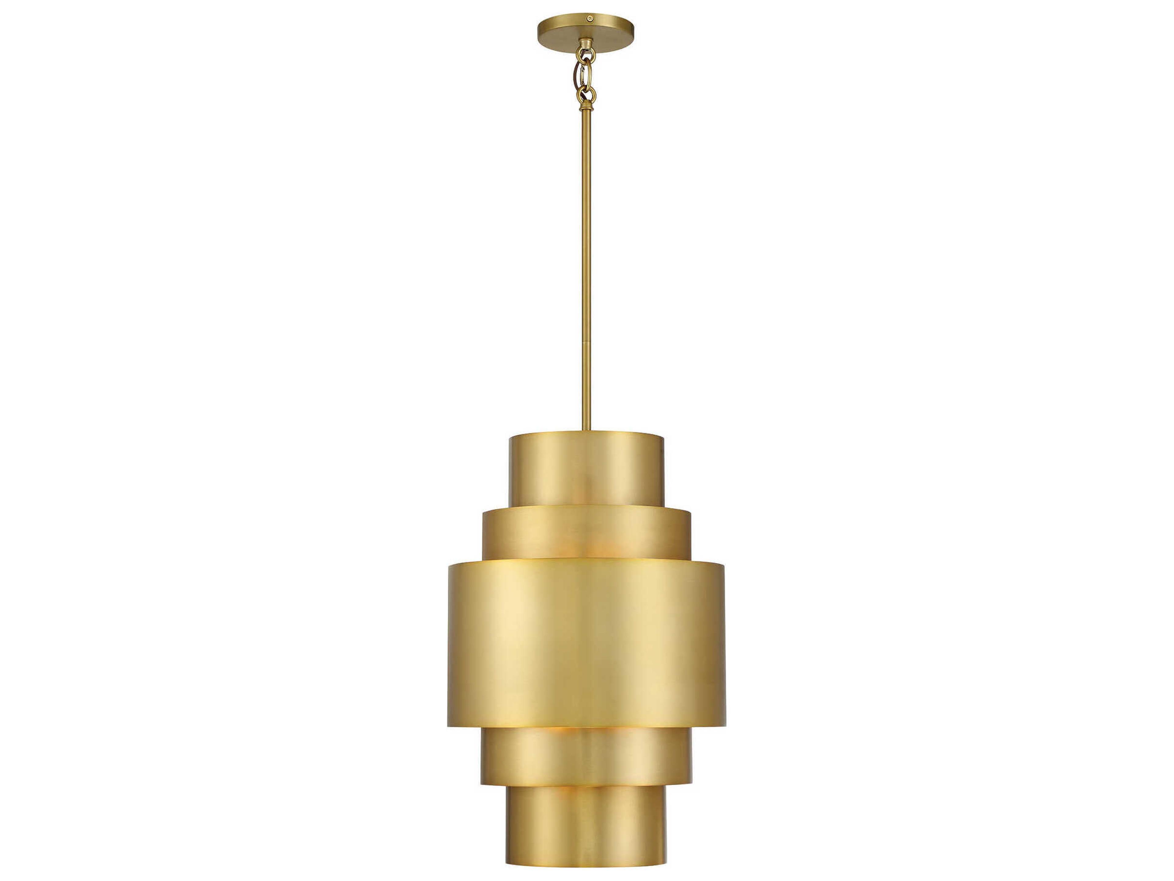 Minka Lavery Spyglass Terrace 3-Light Soft Brass Glass Pendant