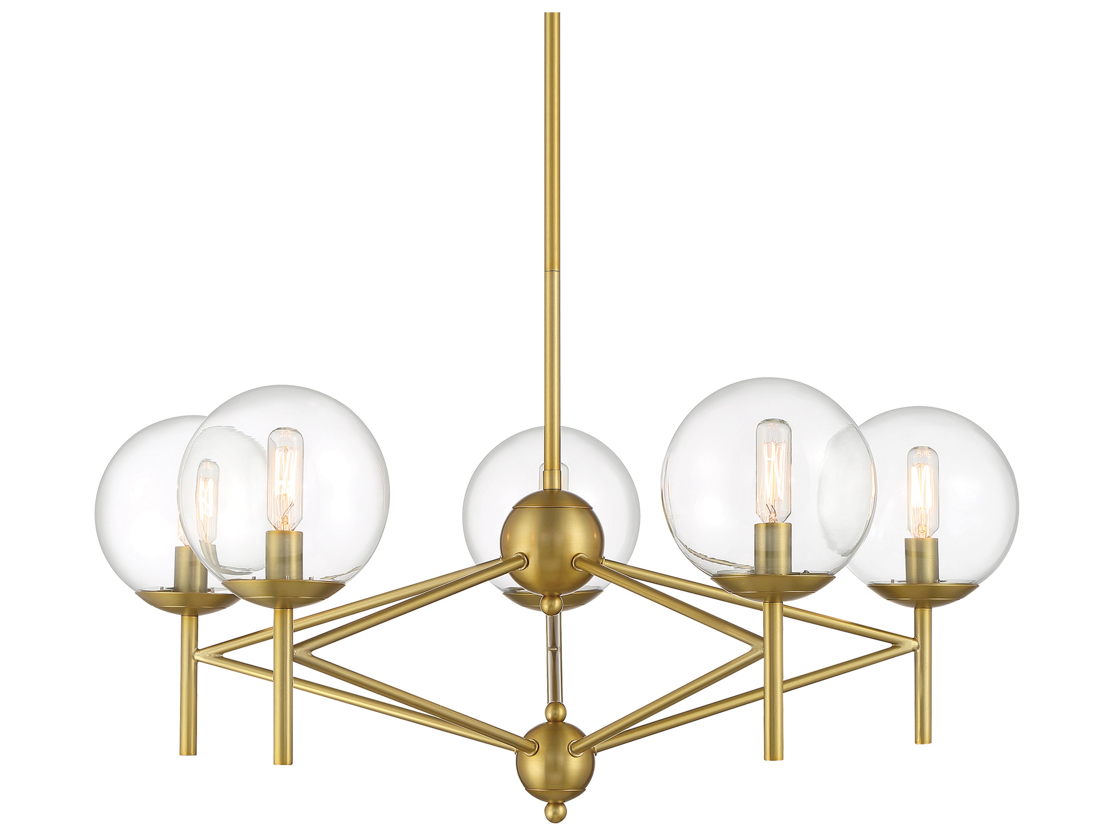 Minka Lavery Auresa 5-Light Soft Brass Glass Globe Chandelier