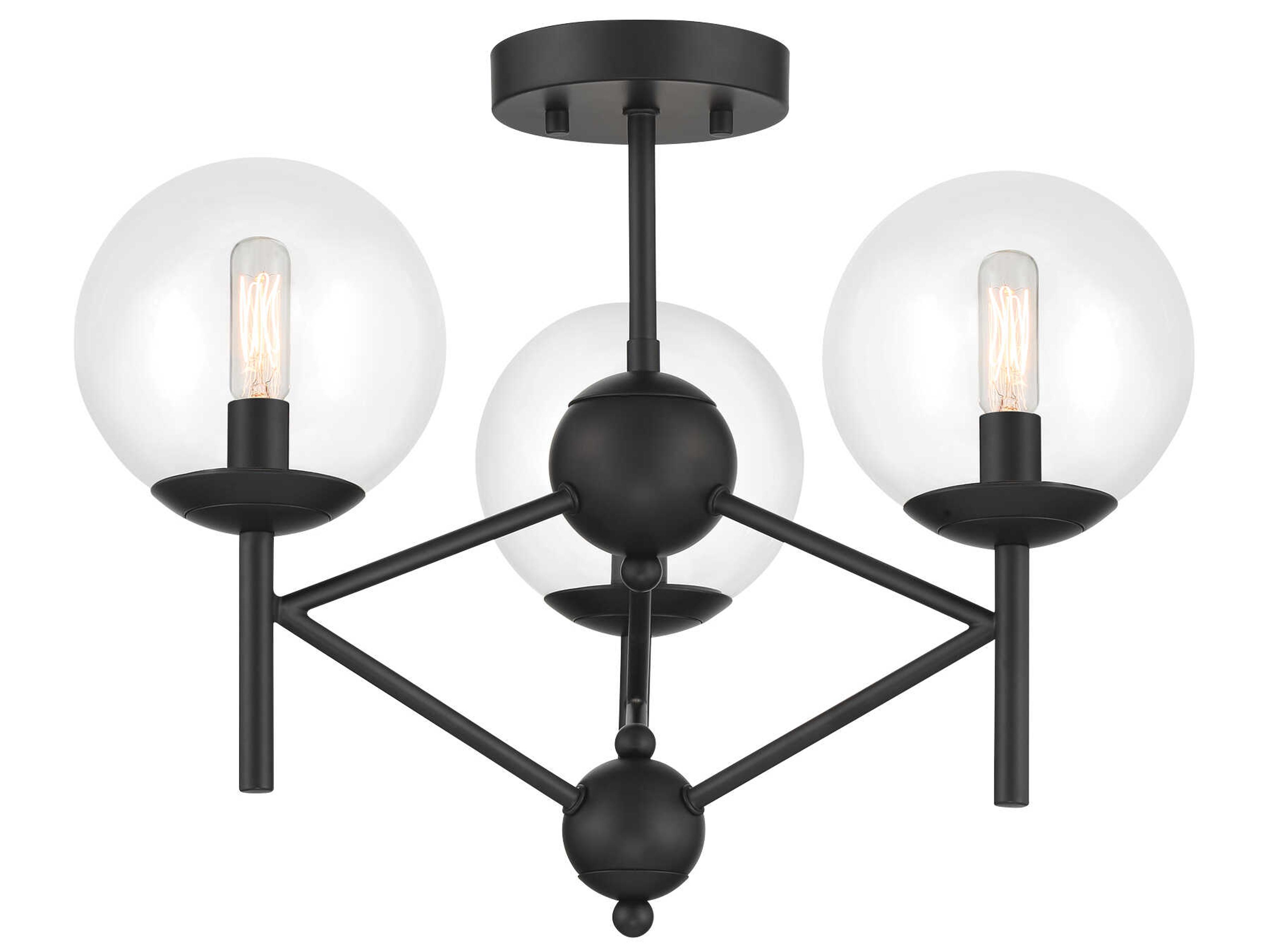 Minka Lavery Auresa 3-Light Coal Black Glass Globe Semi Flush Mount