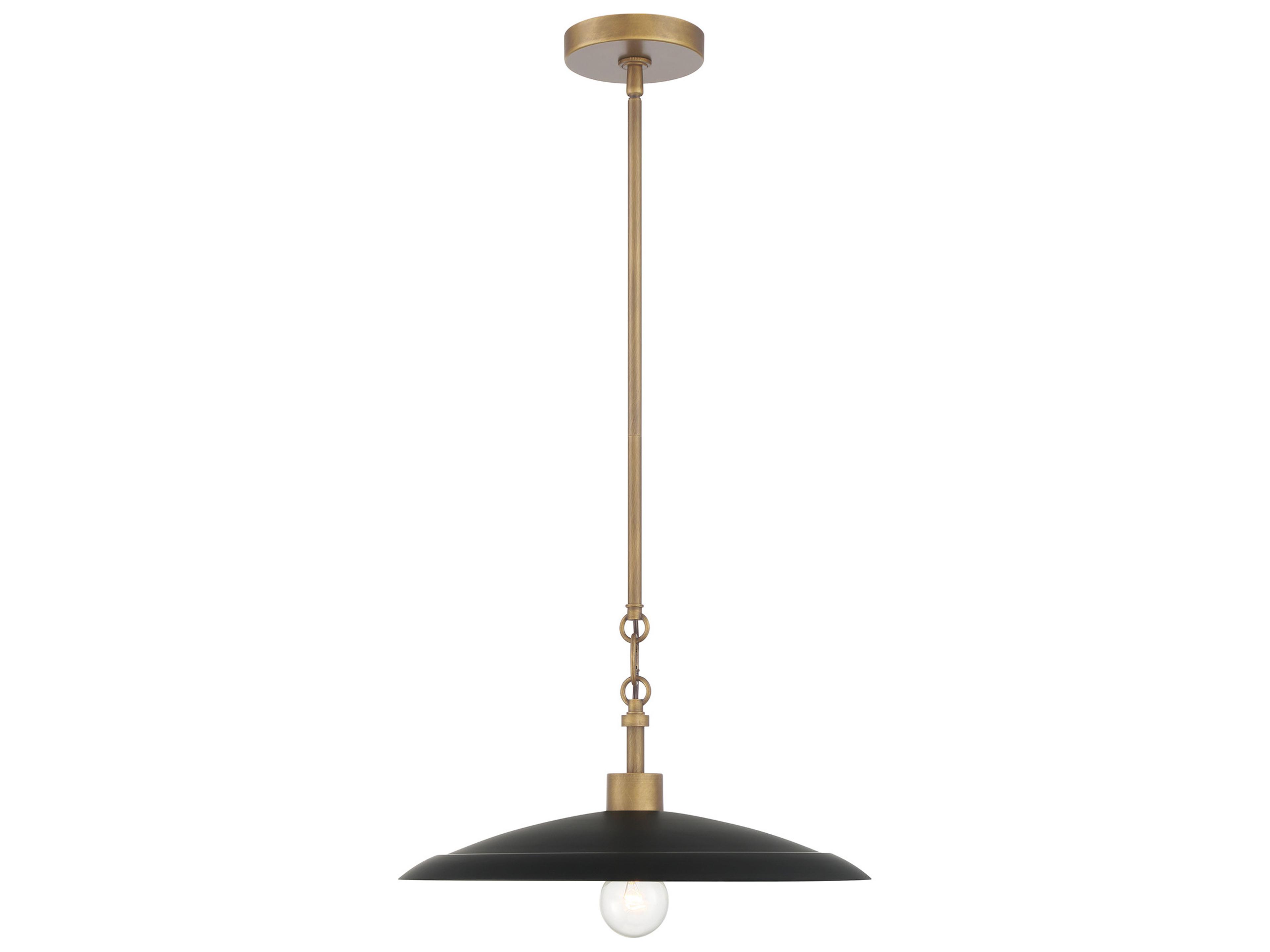 Minka Lavery York 1-Light Natural Brass Dark Matte Coal Dome Pendant