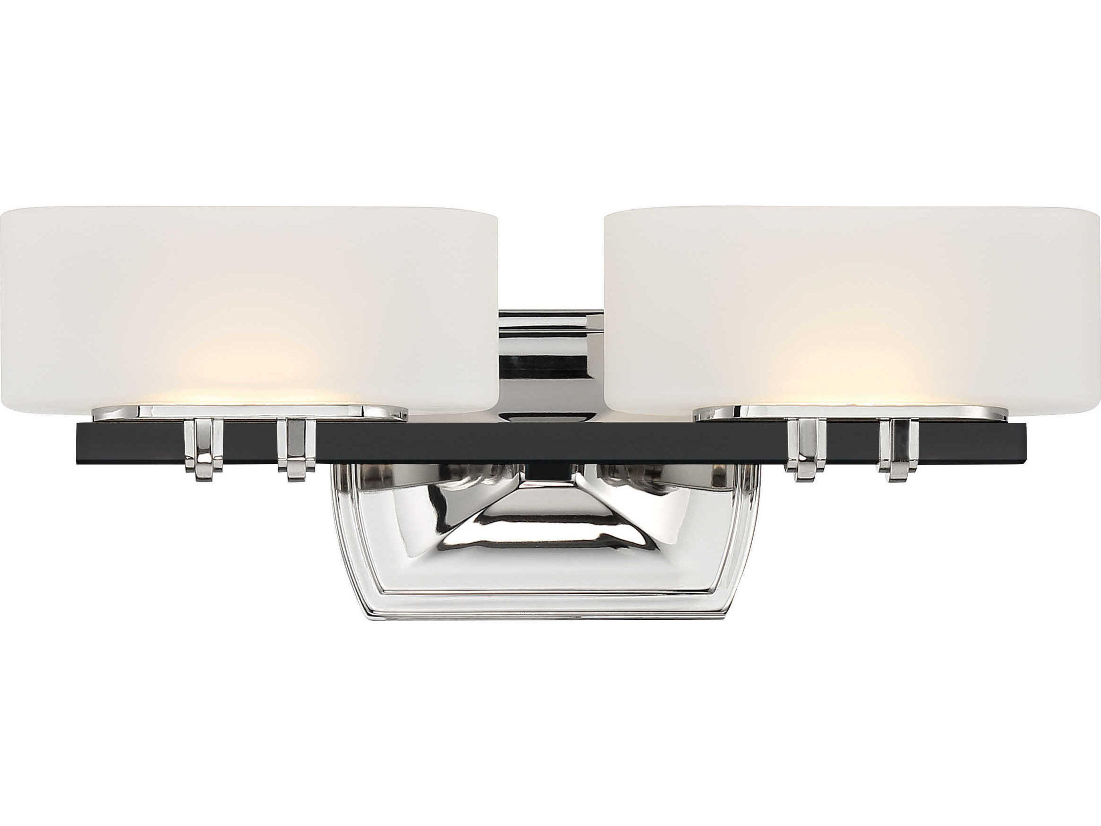 Minka Lavery Drury 2-Light Coal Polished Nickel Black Glass LED Vanity Light