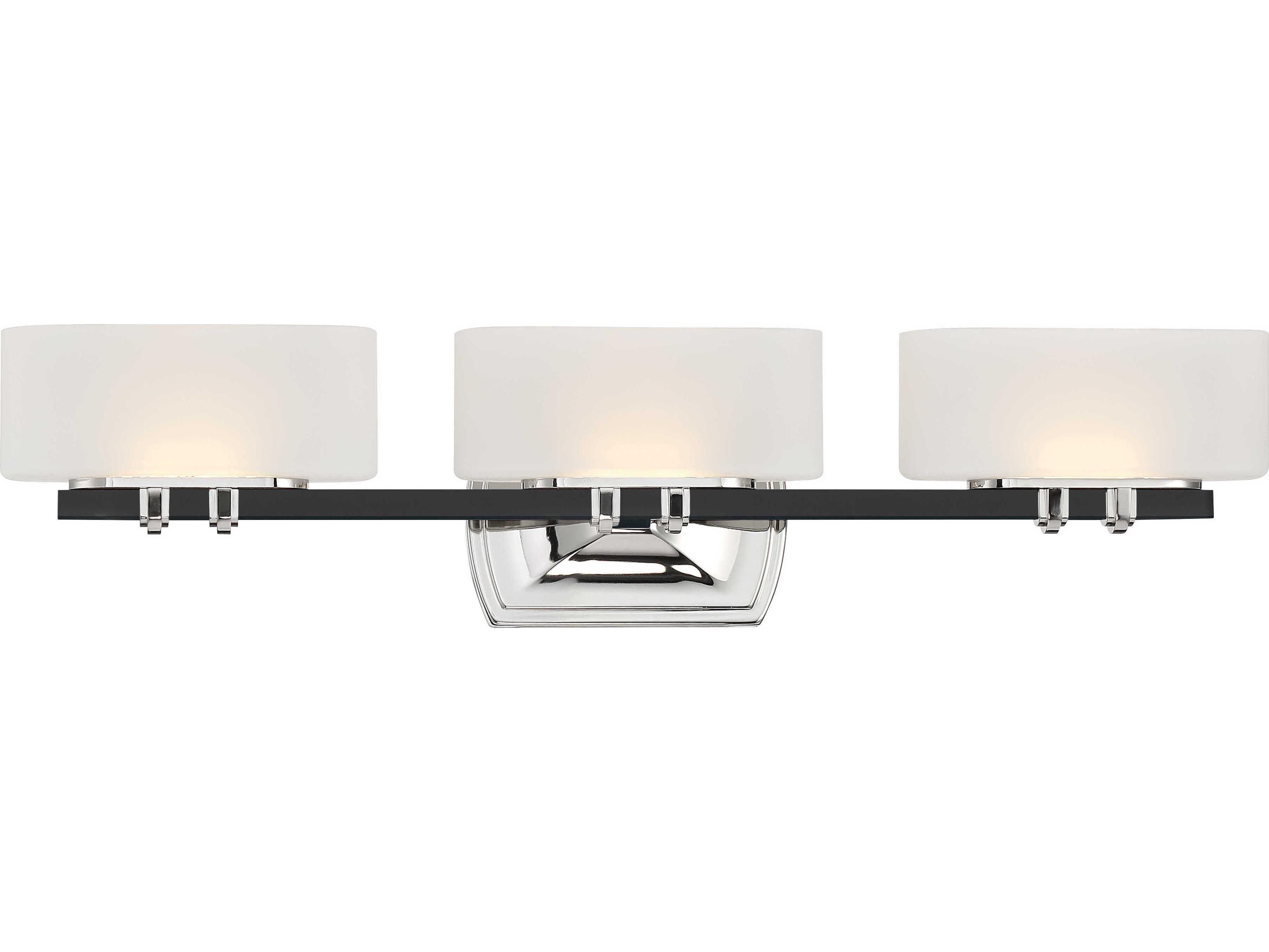 Minka Lavery Drury 3-Light Coal Polished Nickel Glass LED Vanity Light