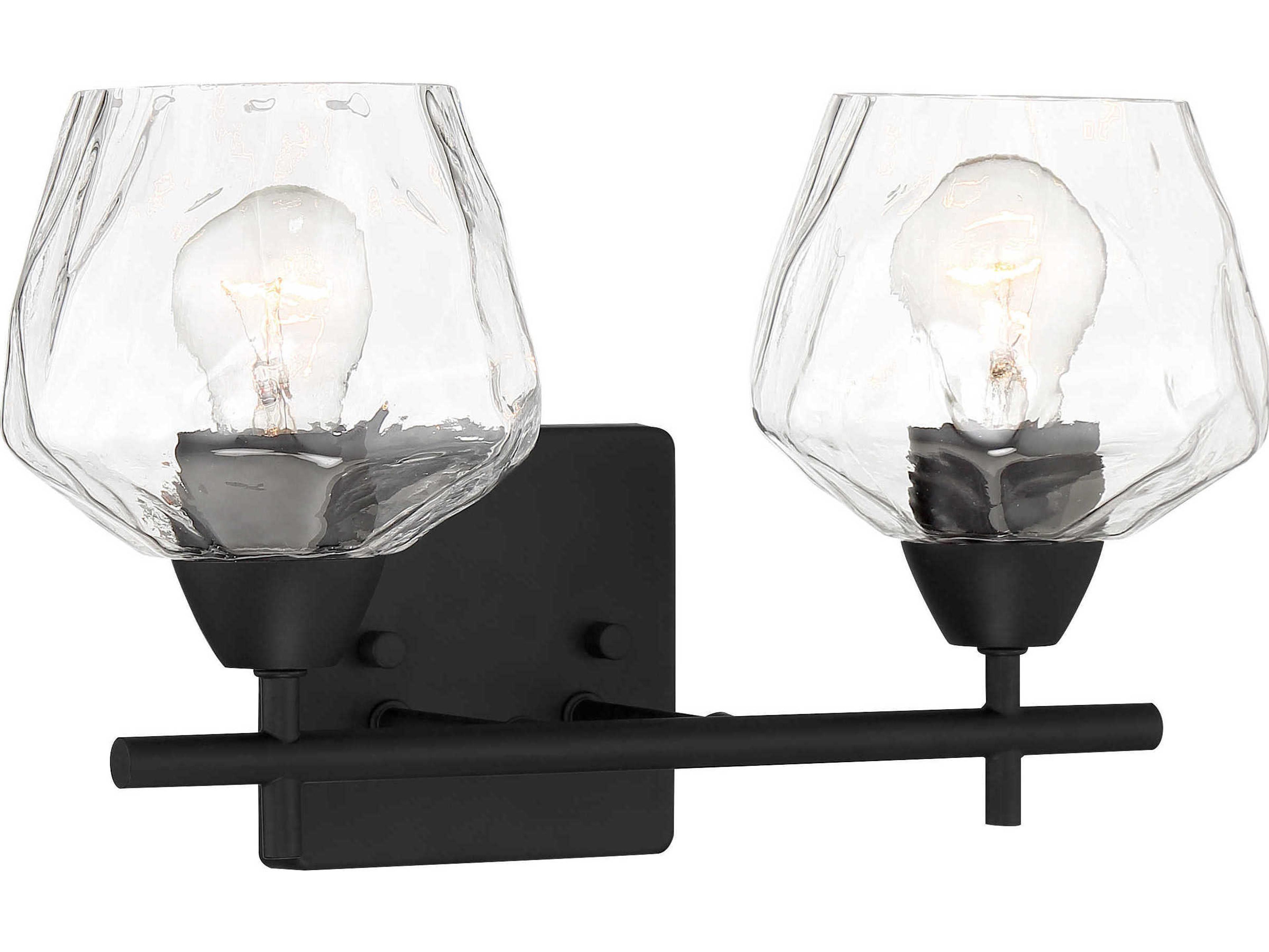 Minka Lavery Camrin 2-Light Coal Black Glass Vanity Light