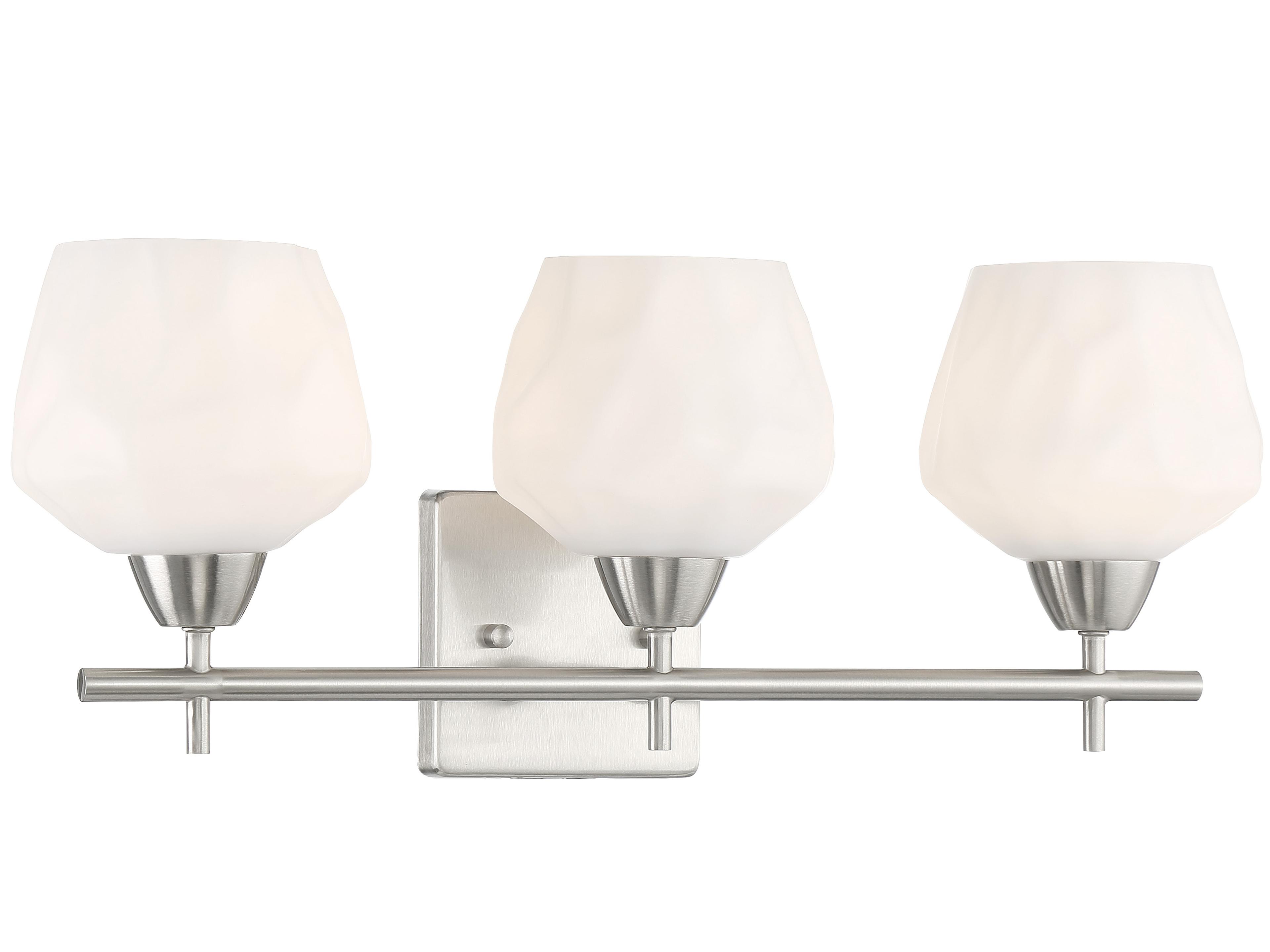 Minka Lavery Camrin 3-Light Brushed Nickel Black Glass Vanity Light