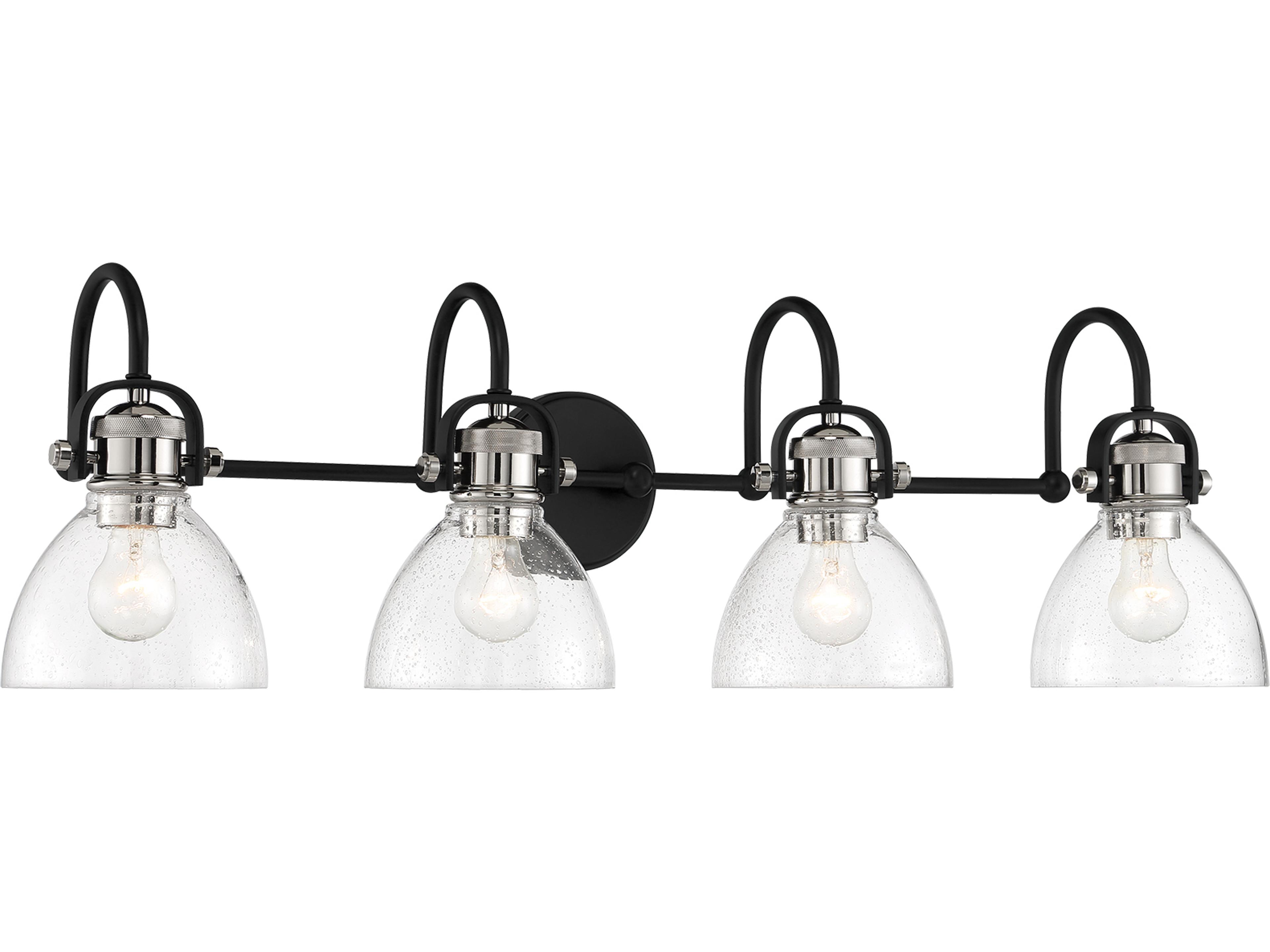 Minka Lavery Monico 4-Light Coal Polished Nickel Black Glass Vanity Light