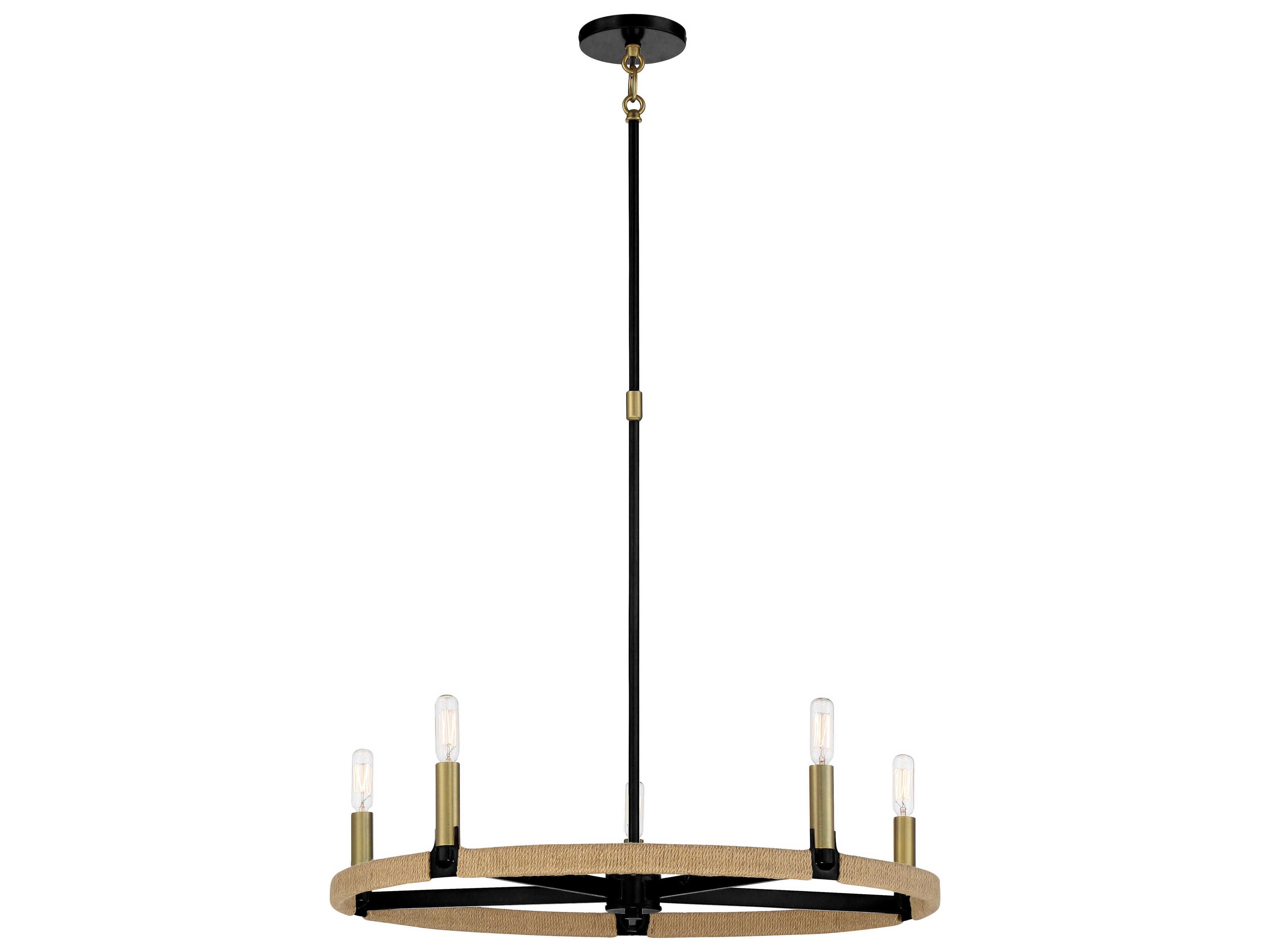 Minka Lavery Windward Passage 5-Light Coal Soft Brass Black Chandelier