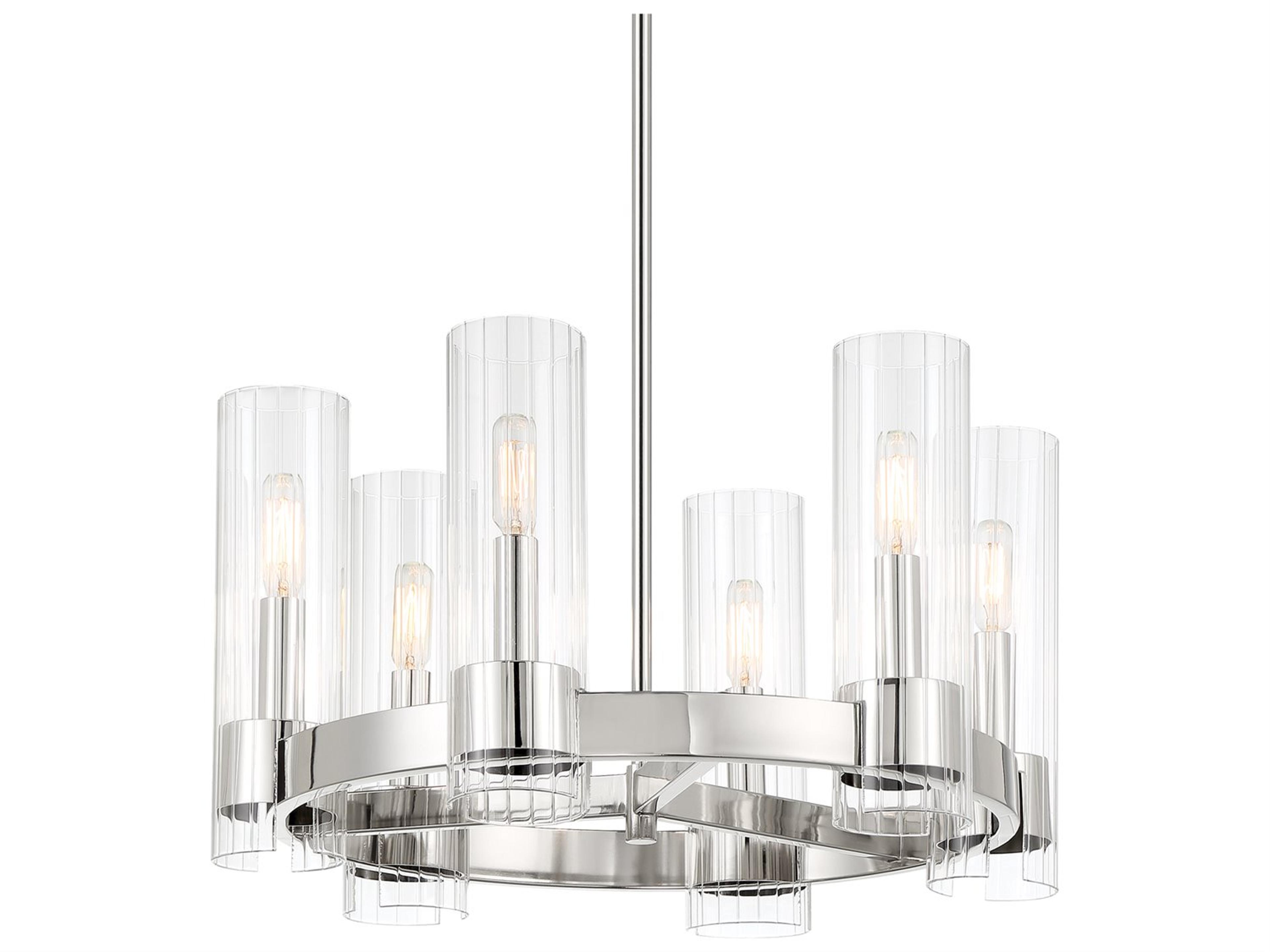 Minka Lavery Vernon Place 6-Light Chrome Glass Cylinder Chandelier