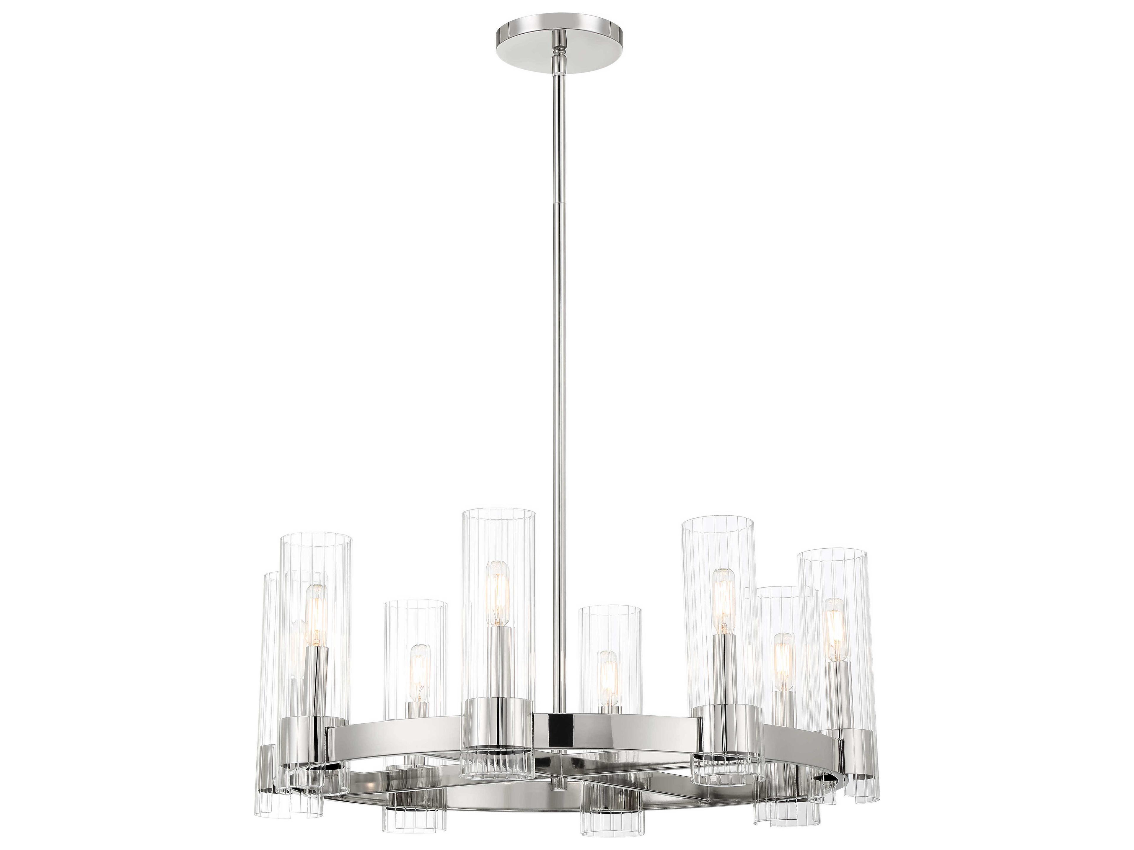 Minka Lavery Vernon Place 8-Light Chrome Glass Cylinder Chandelier