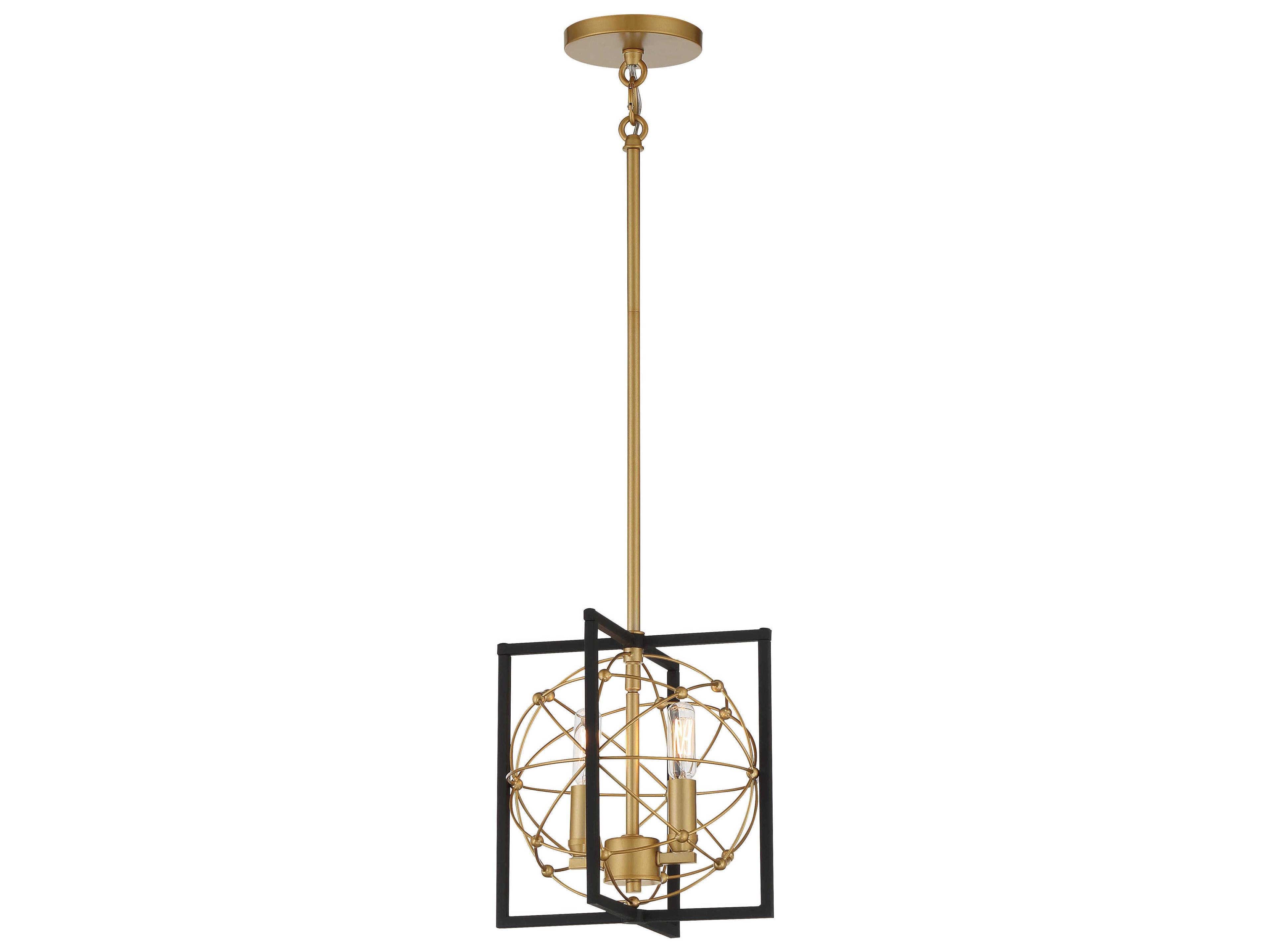 Minka Lavery Titans Trace 2-Light Sand Coal Painted Honey Gold Black Geometric Chandelier